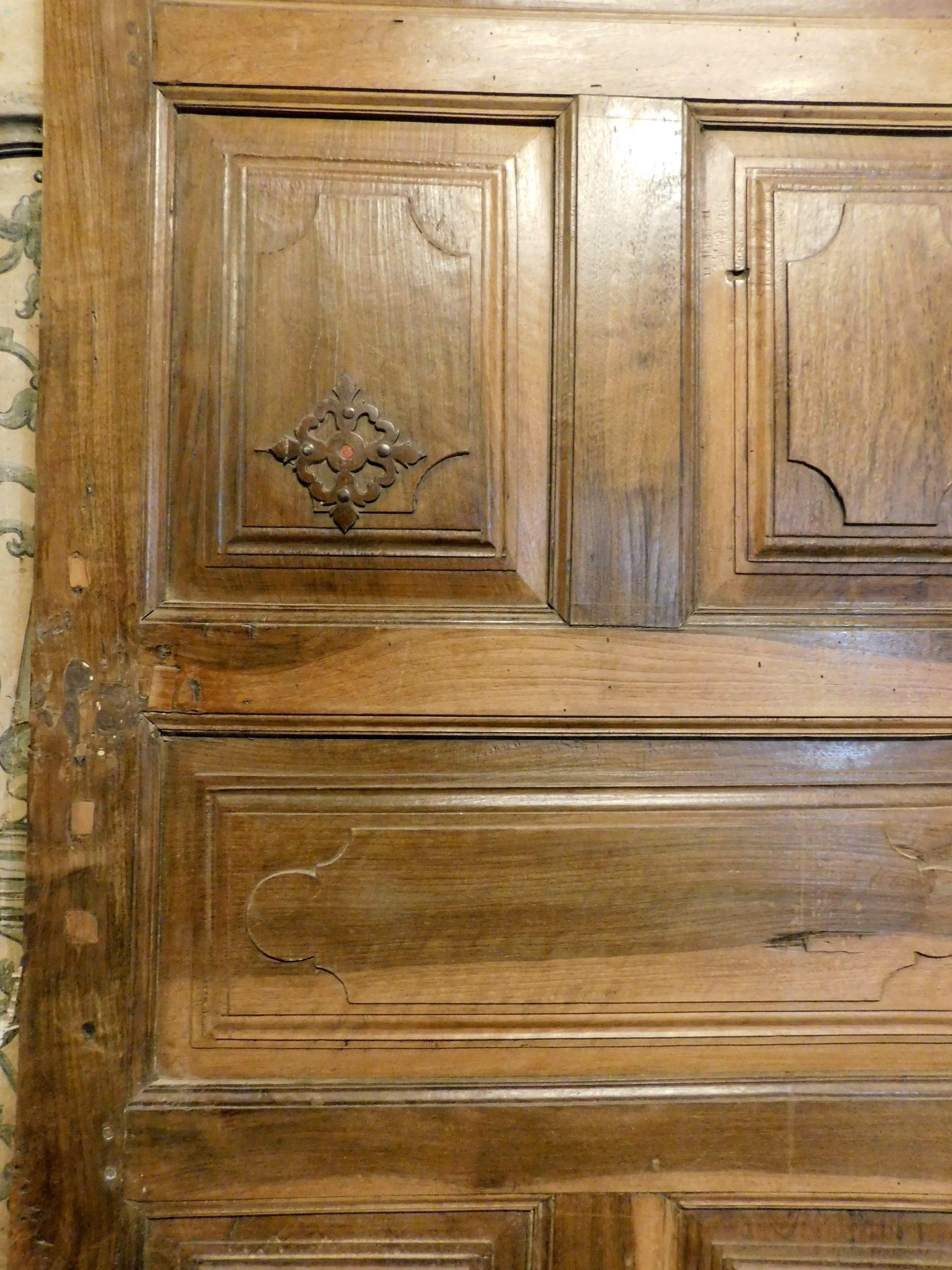 18th Century and Earlier Carved single-leaf walnut door, Italy For Sale