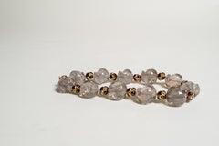 Carved Smoke Crystal and Vermeil Garnet Inlay Beads Necklace by Alice Kuo
