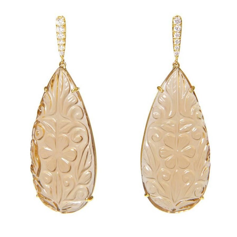 Carved Smoky Topaz Earrings For At 1stdibs Carved Smoky Topaz Earrings For