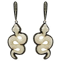 Carved Snakes with Pave Diamonds Paradizia Earrings E2616