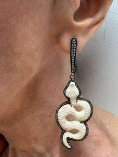 Carved Snakes with Pave Diamonds Paradizia Earrings E2616