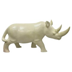 Carved Soapstone 21" Rhinoceros African Sculpture Statue Figure Made in Kenya