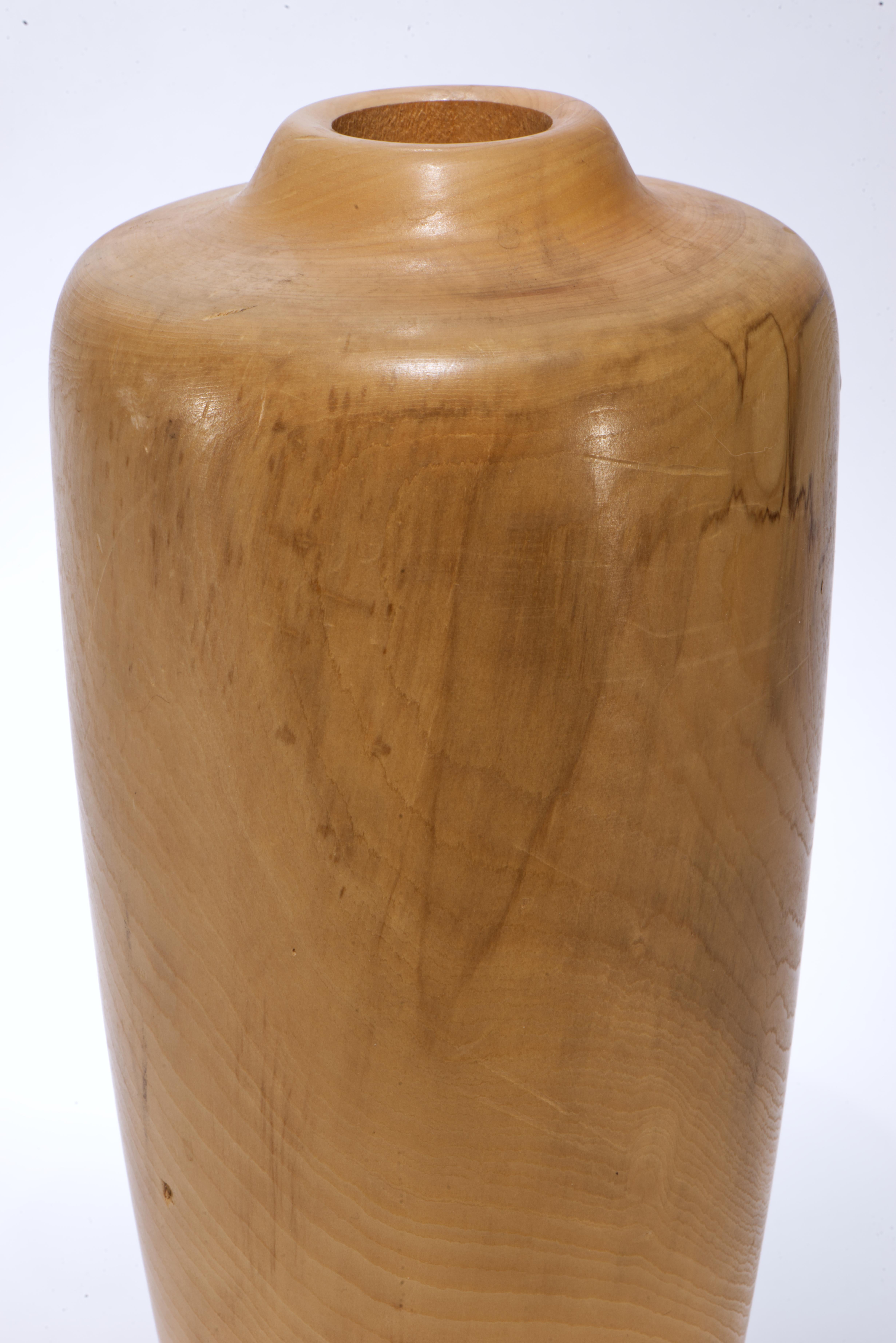 Hand-Crafted Carved Solid Maple Wood Vase, American Studio Crafts For Sale