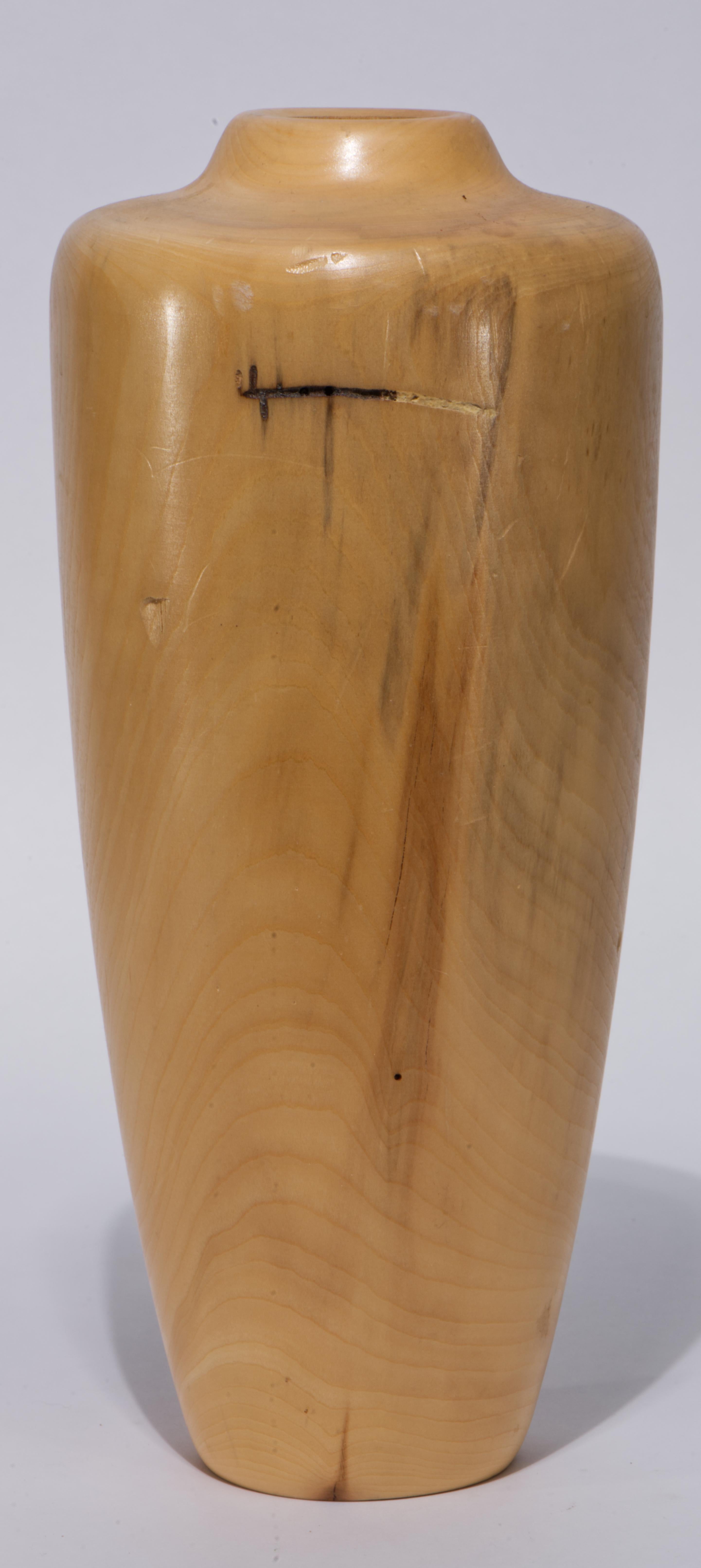 Late 20th Century Carved Solid Maple Wood Vase, American Studio Crafts For Sale