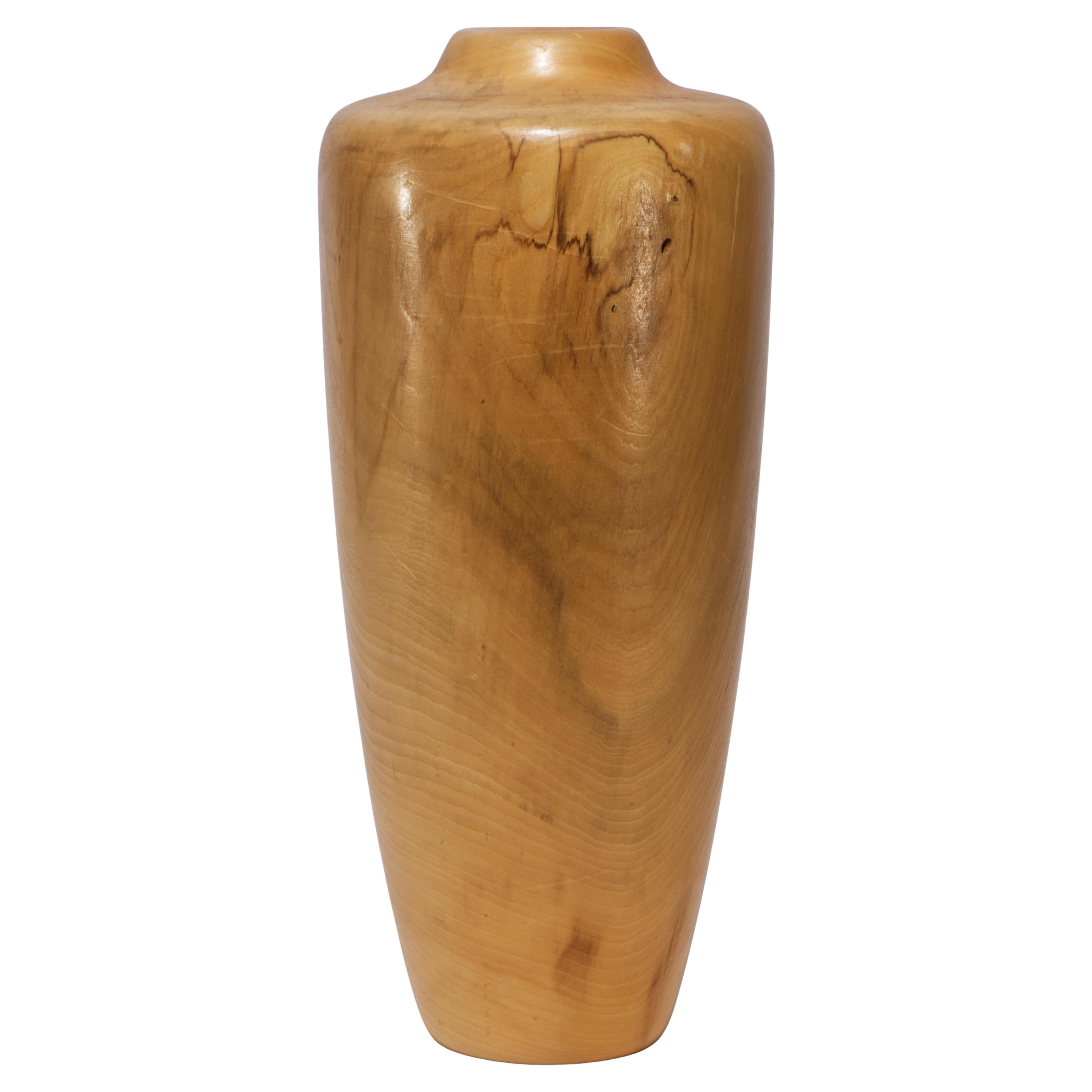 Carved Solid Maple Wood Vase, American Studio Crafts For Sale