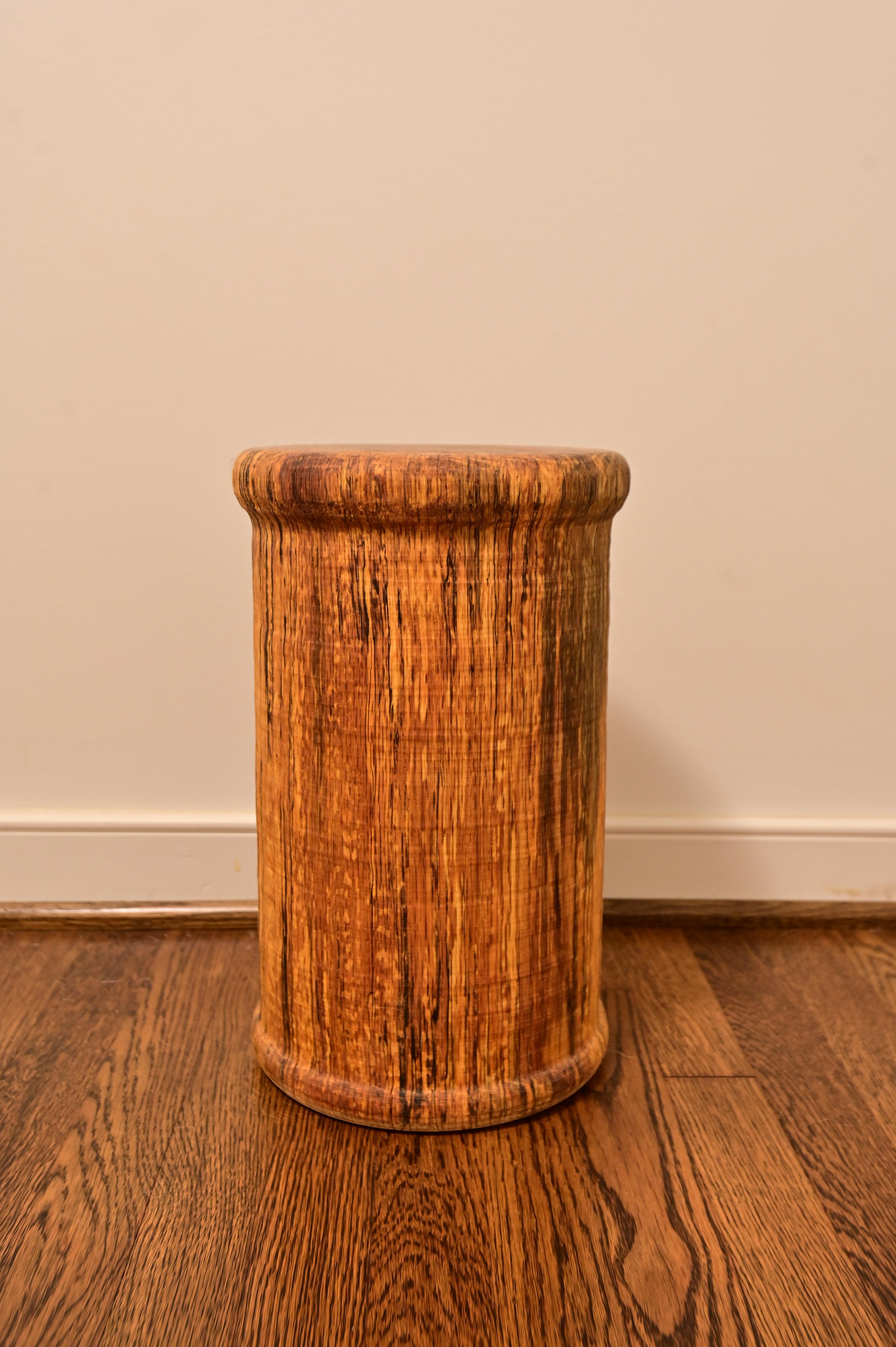 Contemporary Carved Solid Oak Brutalist End Table For Sale
