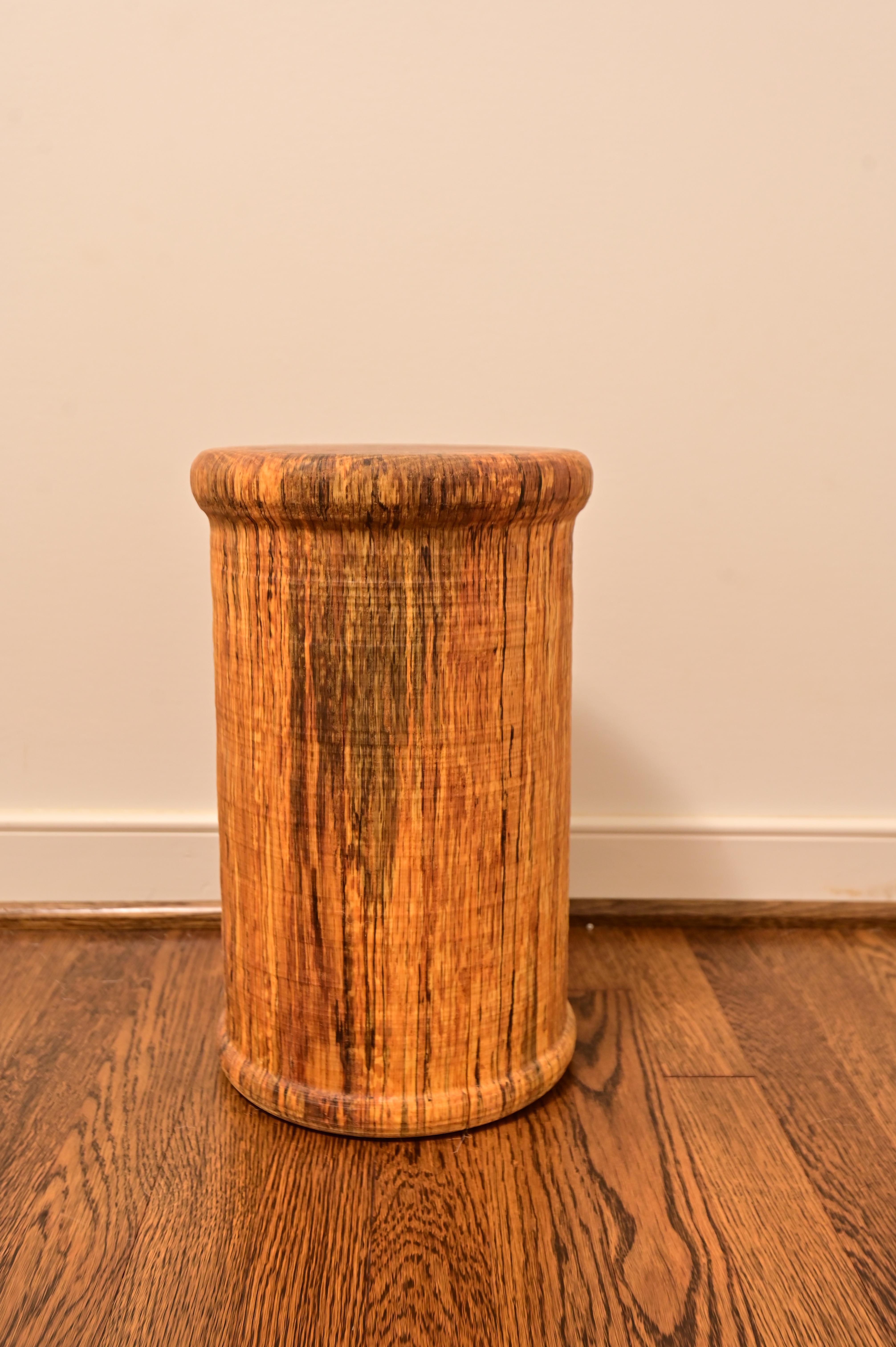 Wood Carved Solid Oak Brutalist End Table For Sale