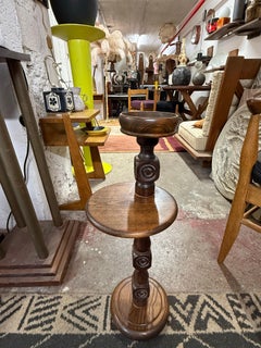 Carved solid oak pedestal "Charles Dudouyt "