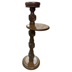 Carved solid oak pedestal "Charles Dudouyt "