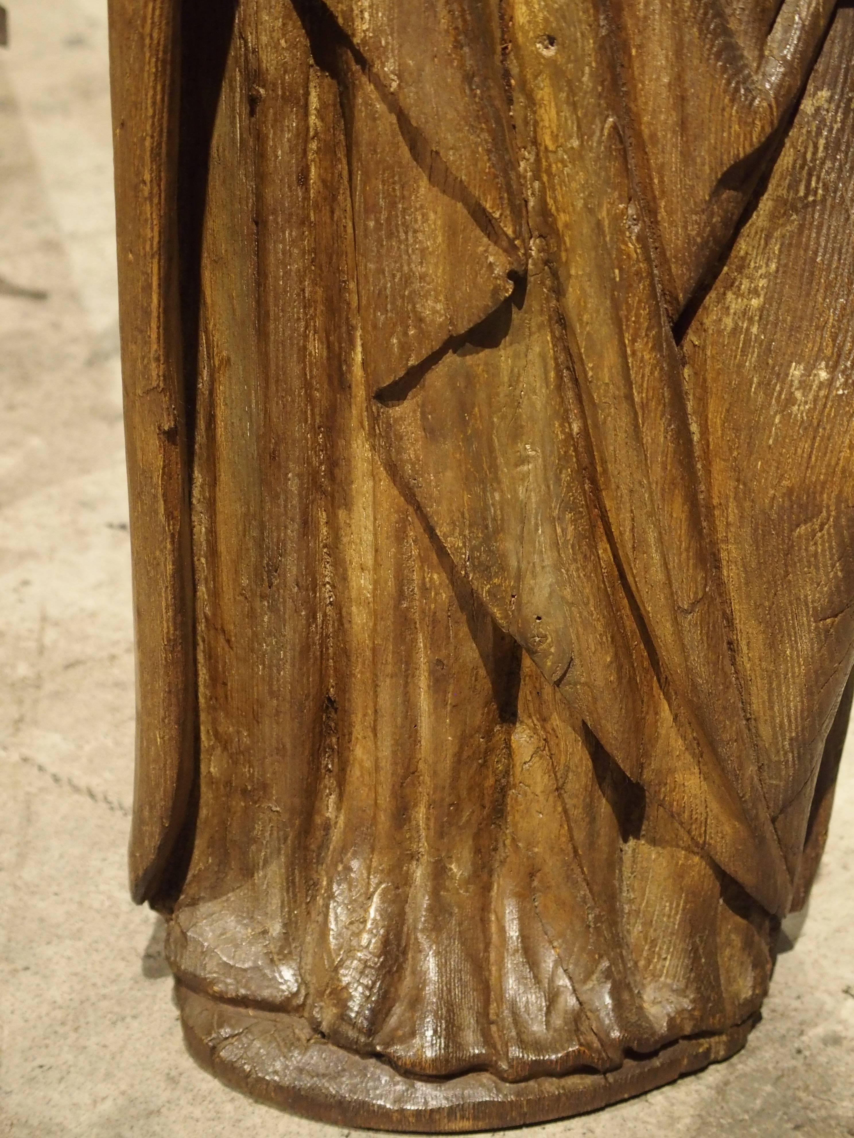 Carved Solid Oak Statue of St John the Evangelist, circa 1600 3