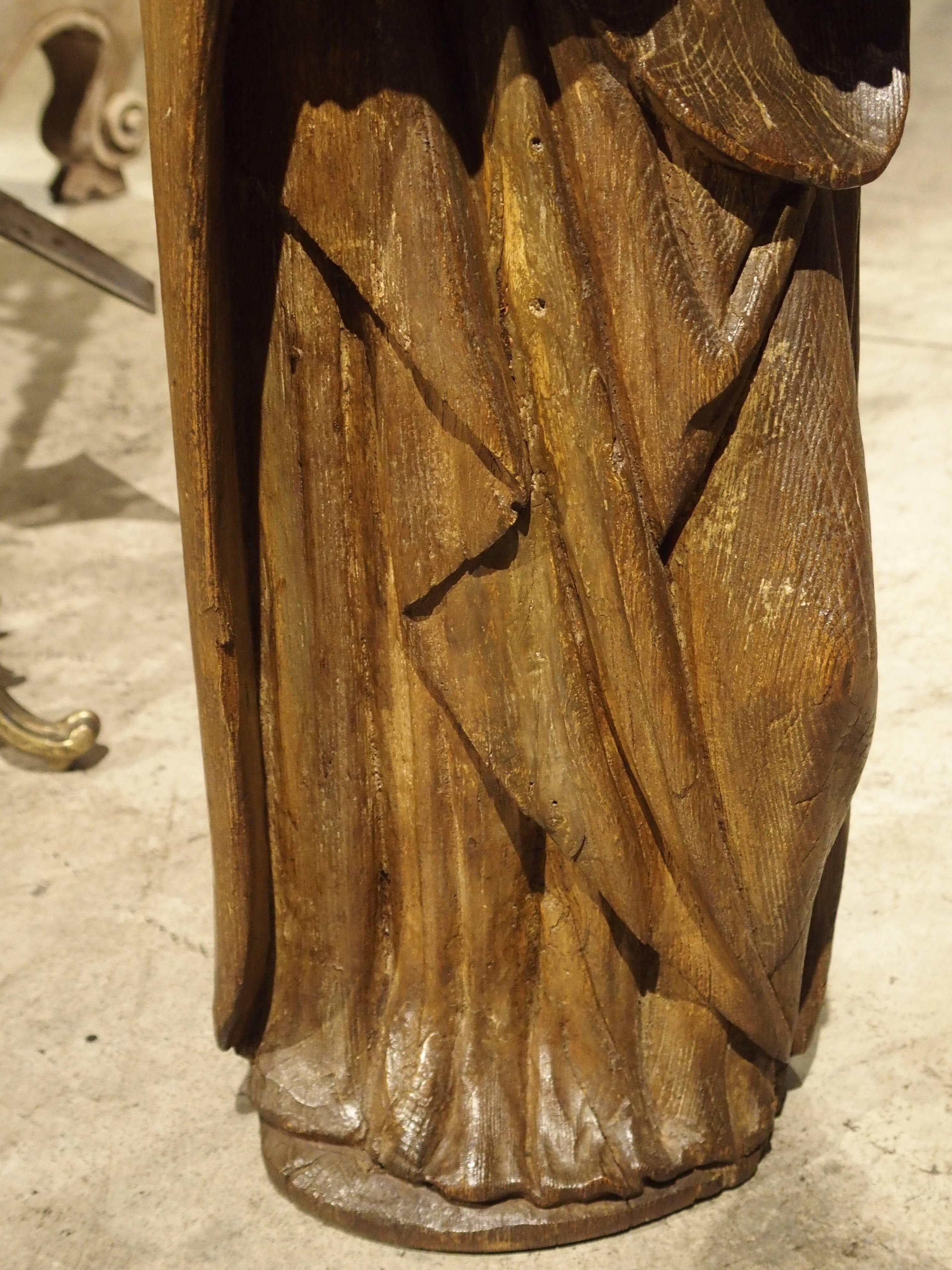Carved Solid Oak Statue of St John the Evangelist, circa 1600 4