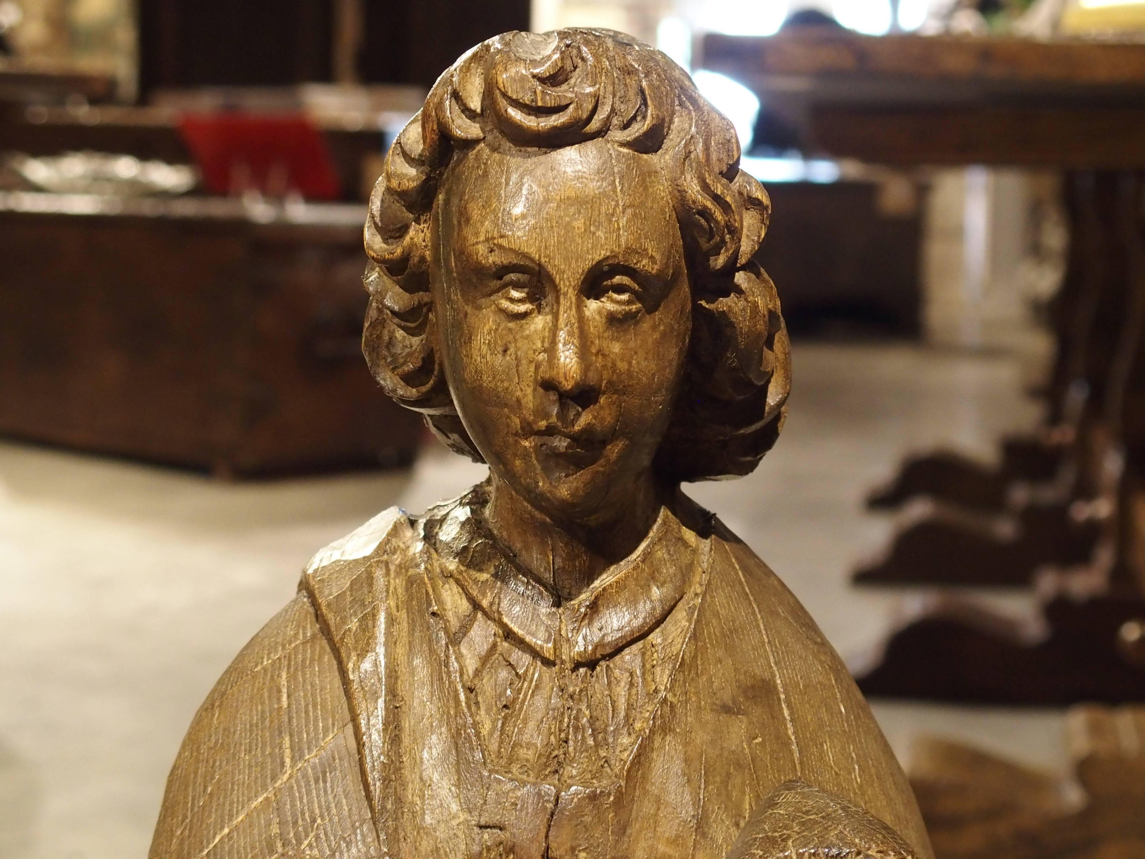 Carved Solid Oak Statue of St John the Evangelist, circa 1600 5