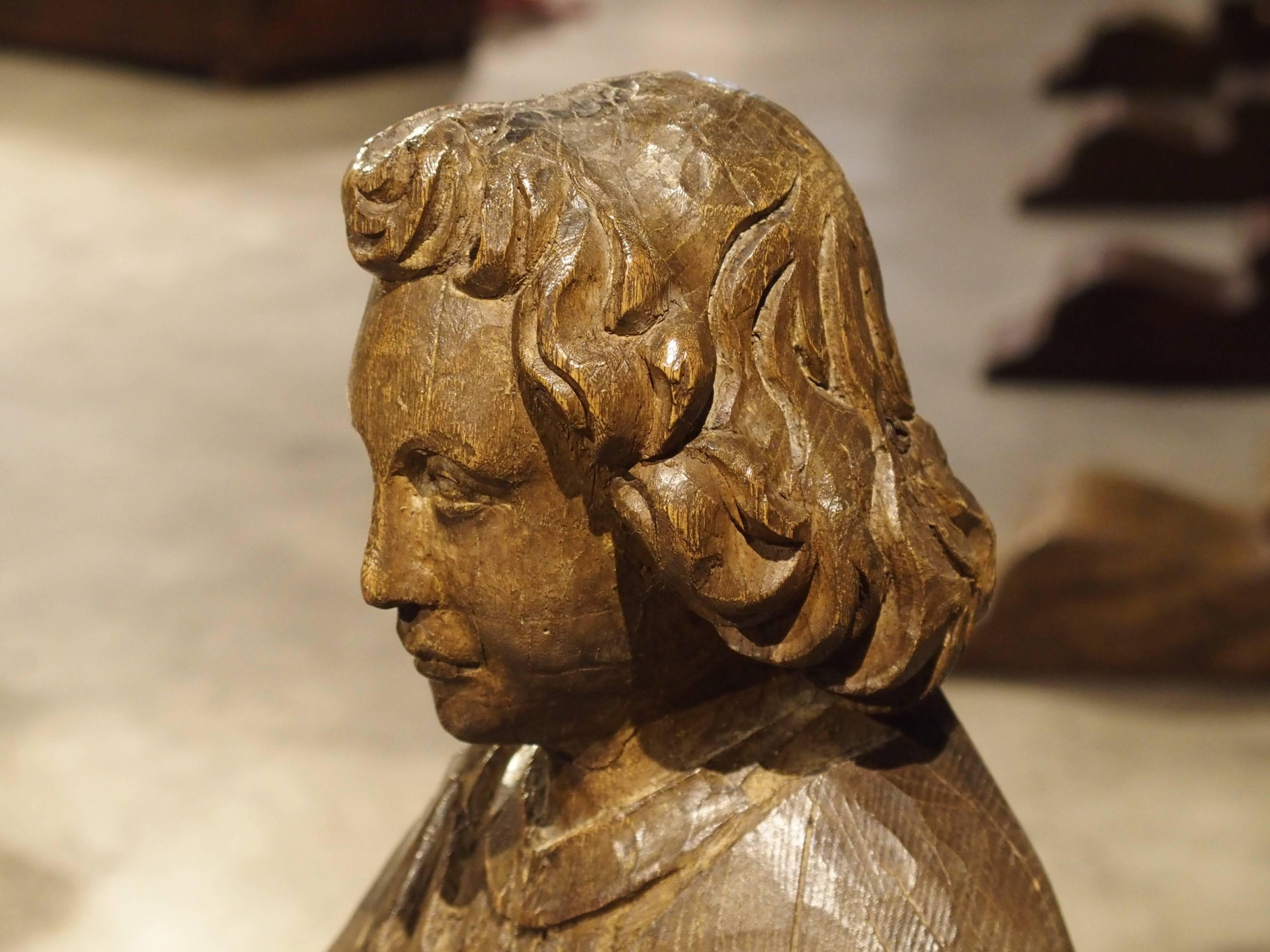 German Carved Solid Oak Statue of St John the Evangelist, circa 1600