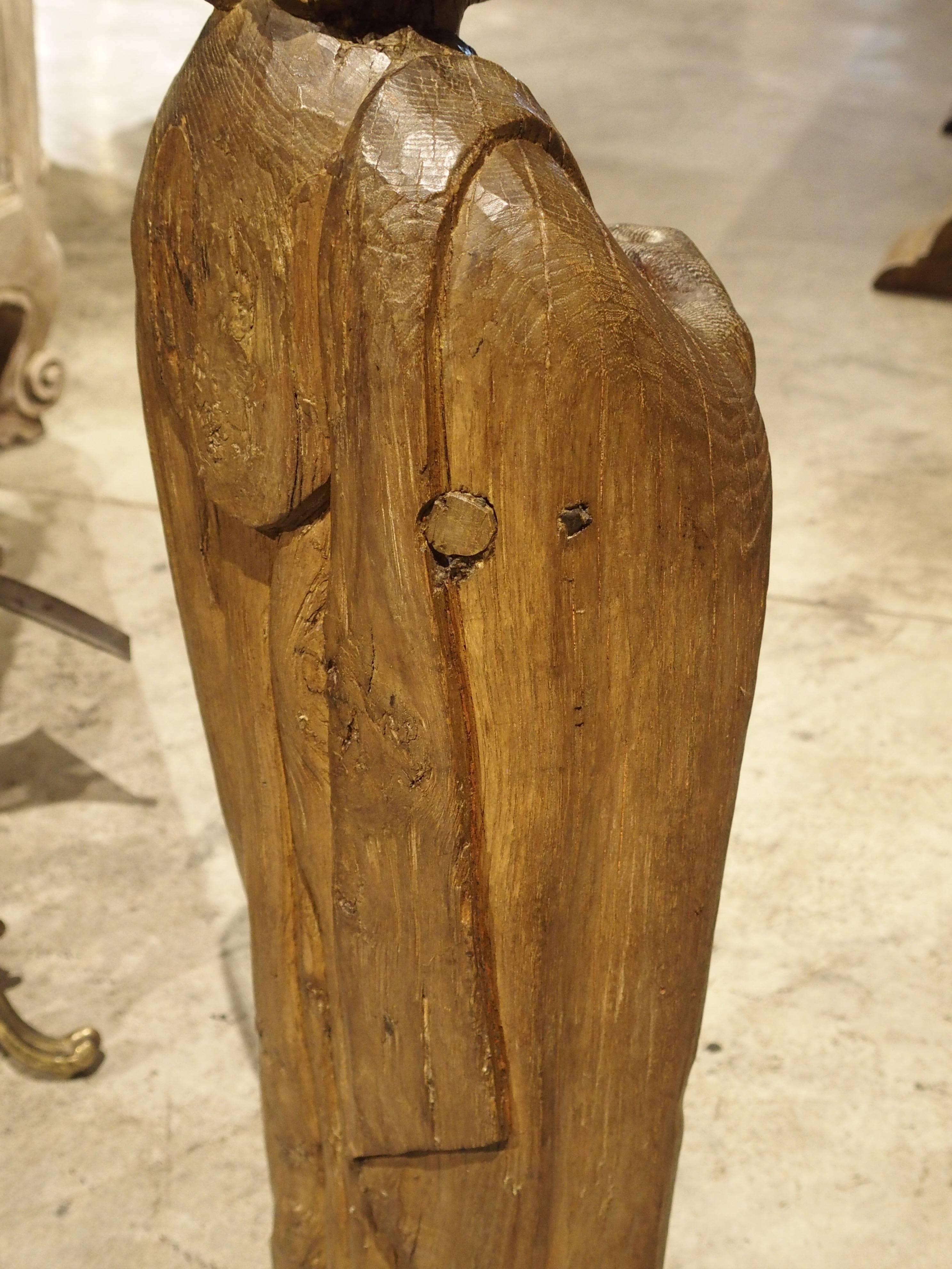 17th Century Carved Solid Oak Statue of St John the Evangelist, circa 1600