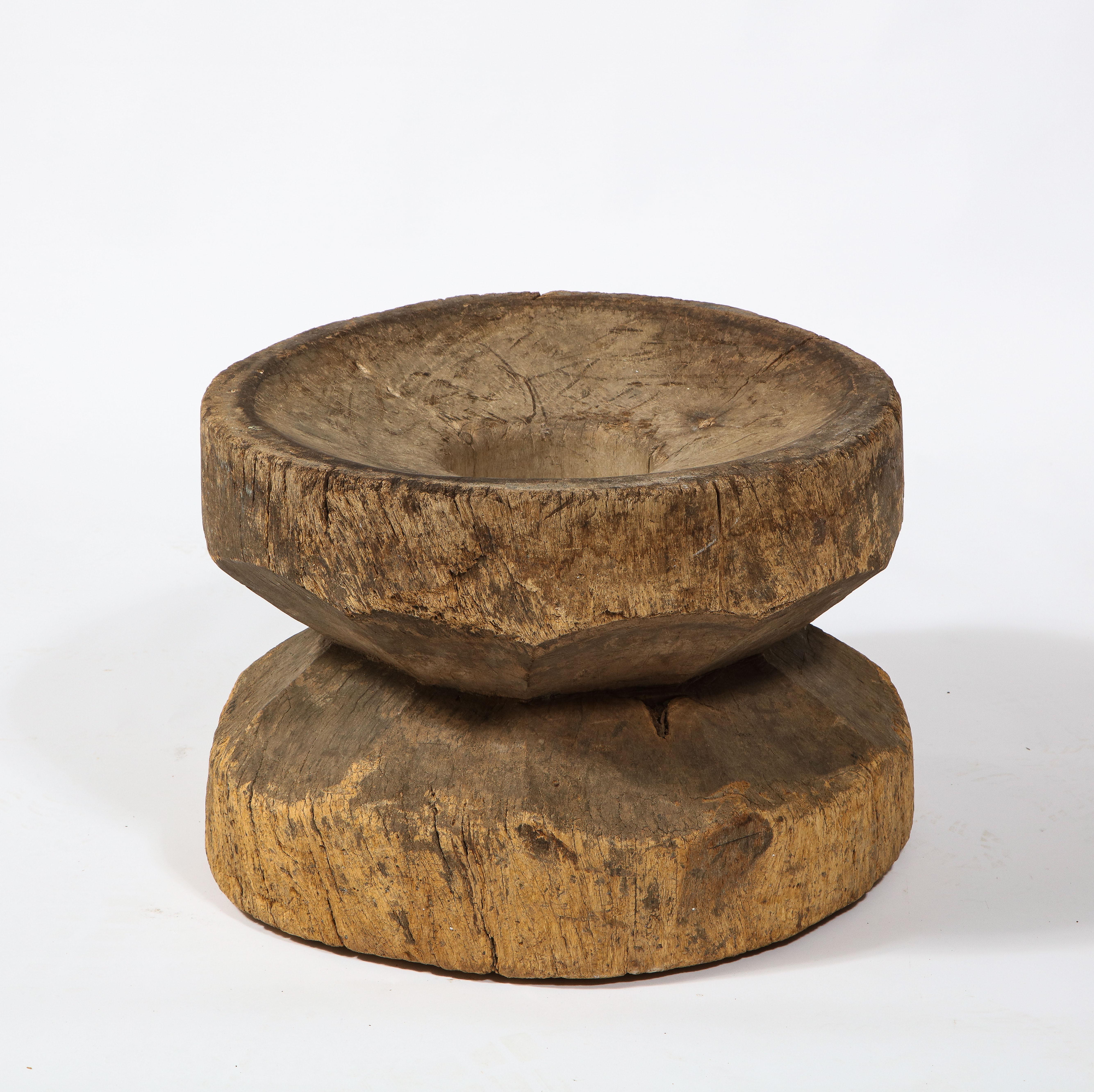 Carved Solid Rustic Organic Tree Trunk Table Stool, Africa, 1950's 3