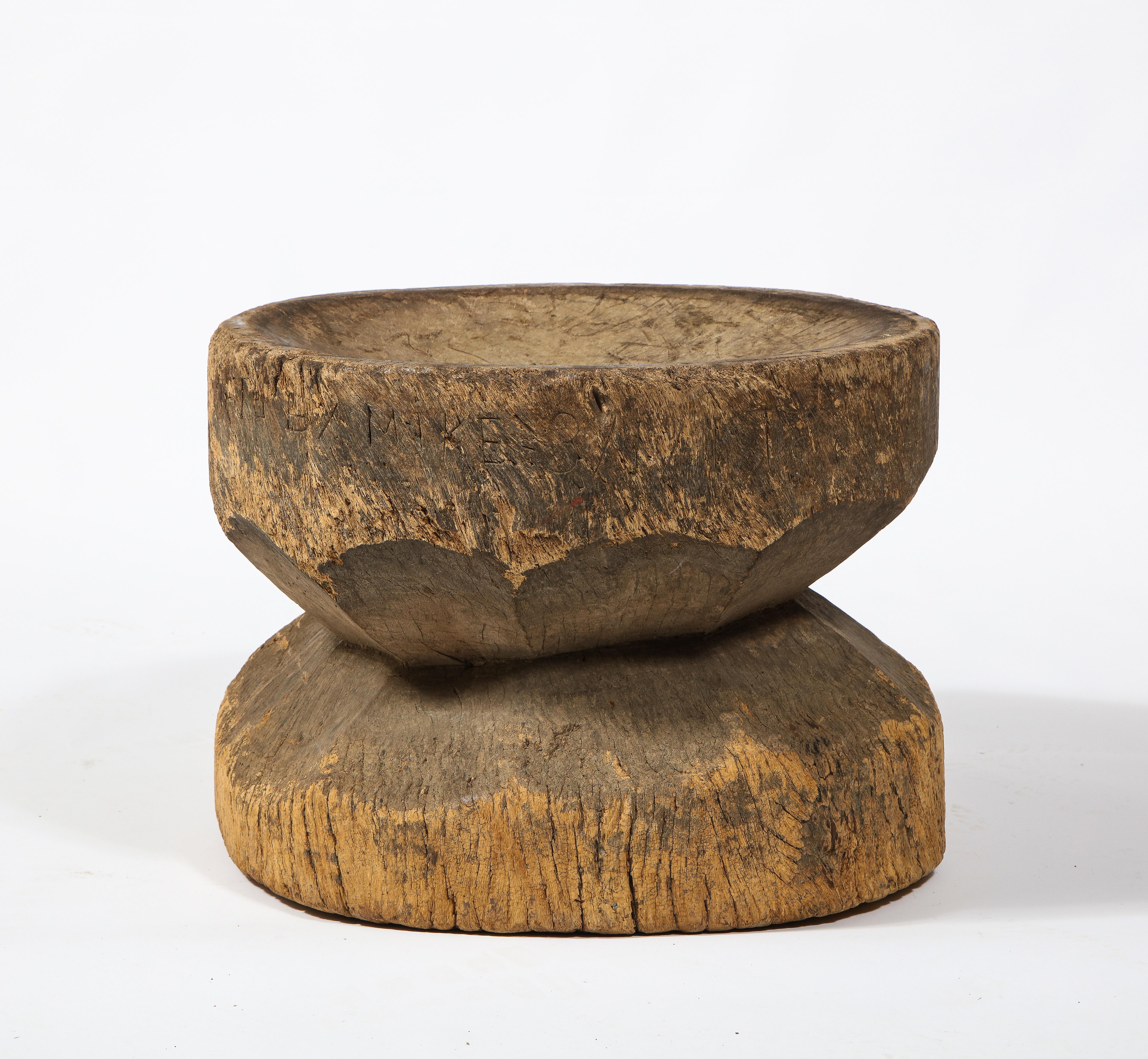 Carved Solid Rustic Organic Tree Trunk Table Stool, Africa, 1950's In Fair Condition In New York, NY