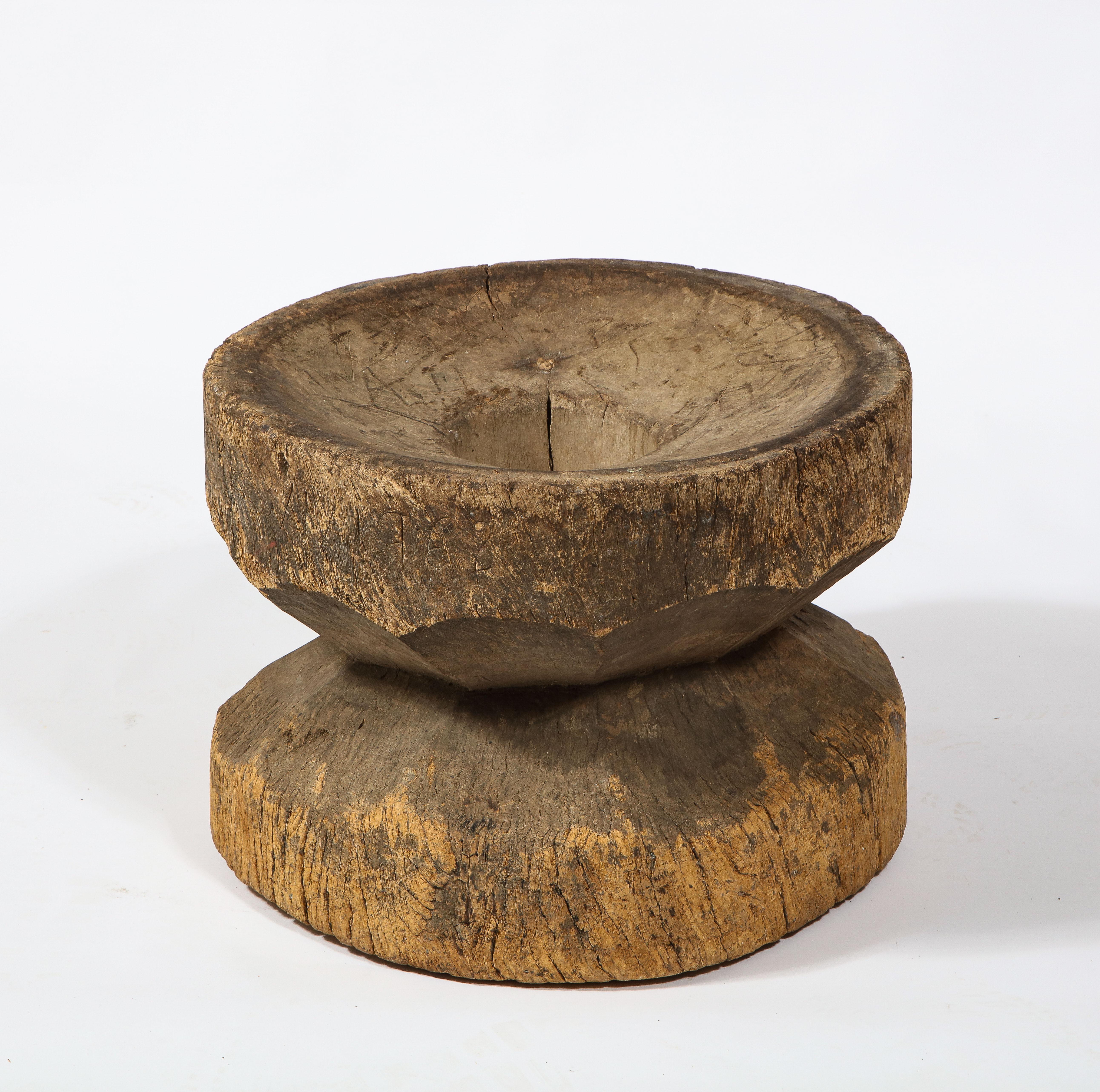 20th Century Carved Solid Rustic Organic Tree Trunk Table Stool, Africa, 1950's