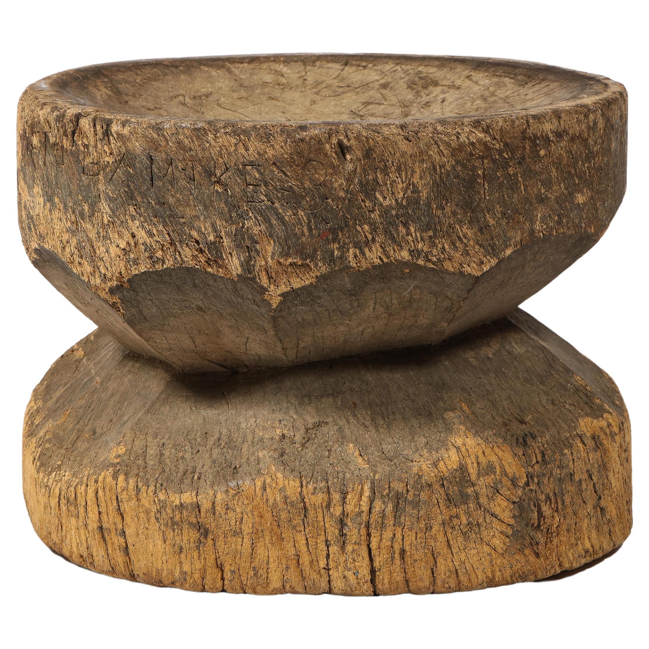 Carved Solid Rustic Organic Tree Trunk Table Stool, Africa, 1950's