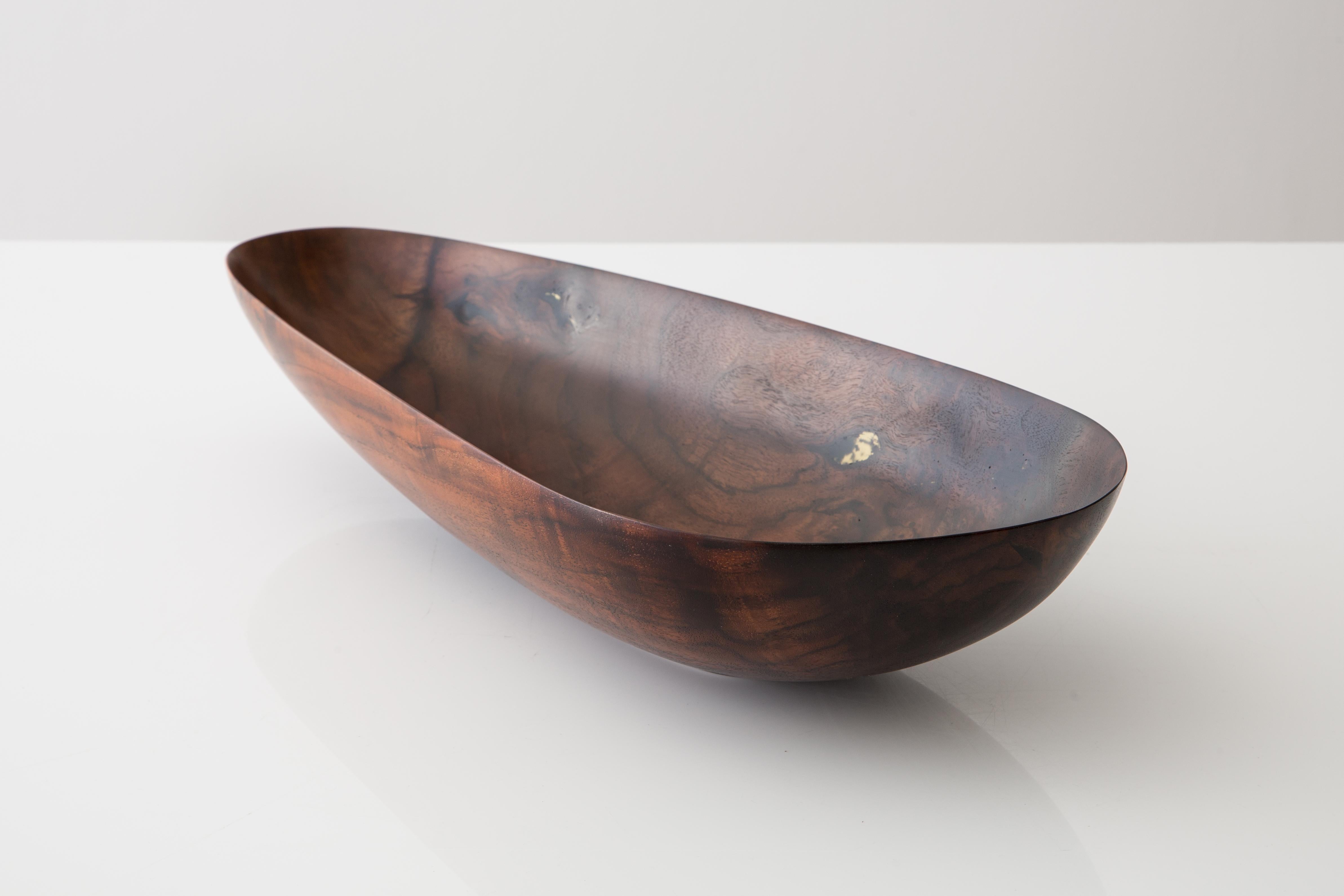 American CARVED Solid Walnut Asymmetrical Bowl, by Richard Haining, Available Now