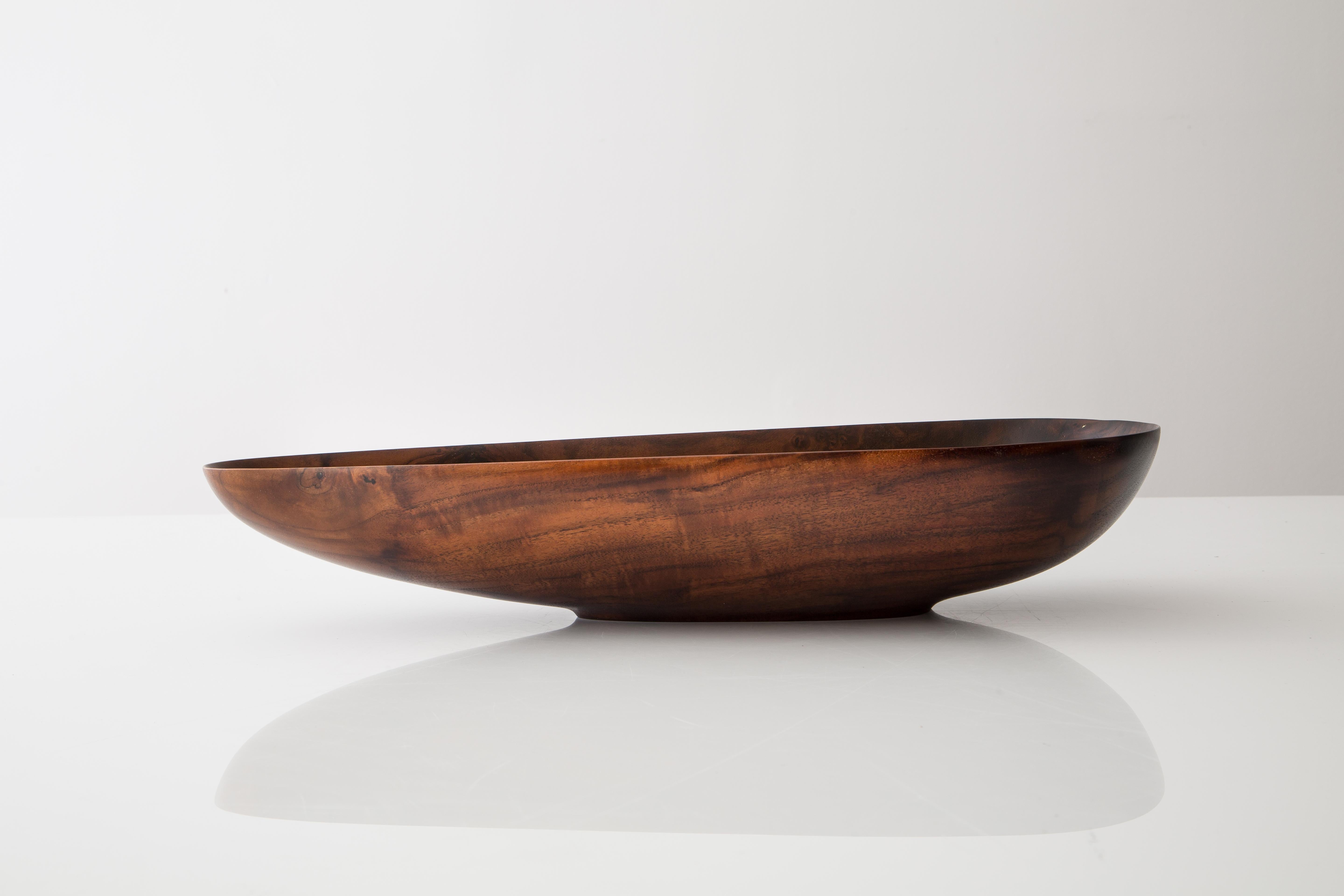 Patchwork CARVED Solid Walnut Asymmetrical Bowl, by Richard Haining, Available Now