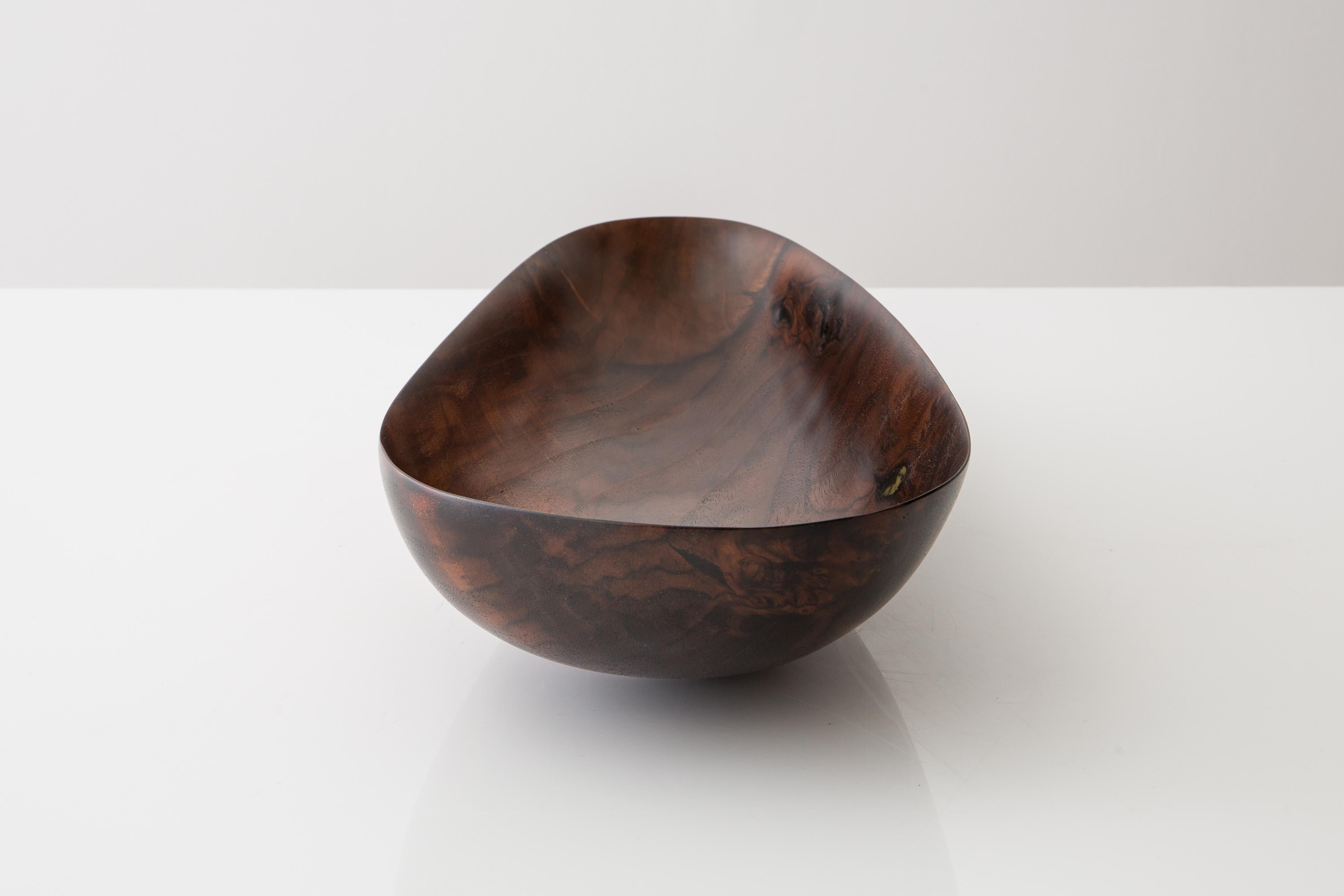 Wood CARVED Solid Walnut Asymmetrical Bowl, by Richard Haining, Available Now