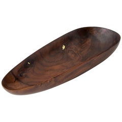 CARVED Solid Walnut Asymmetrical Bowl, by Richard Haining, Available Now
