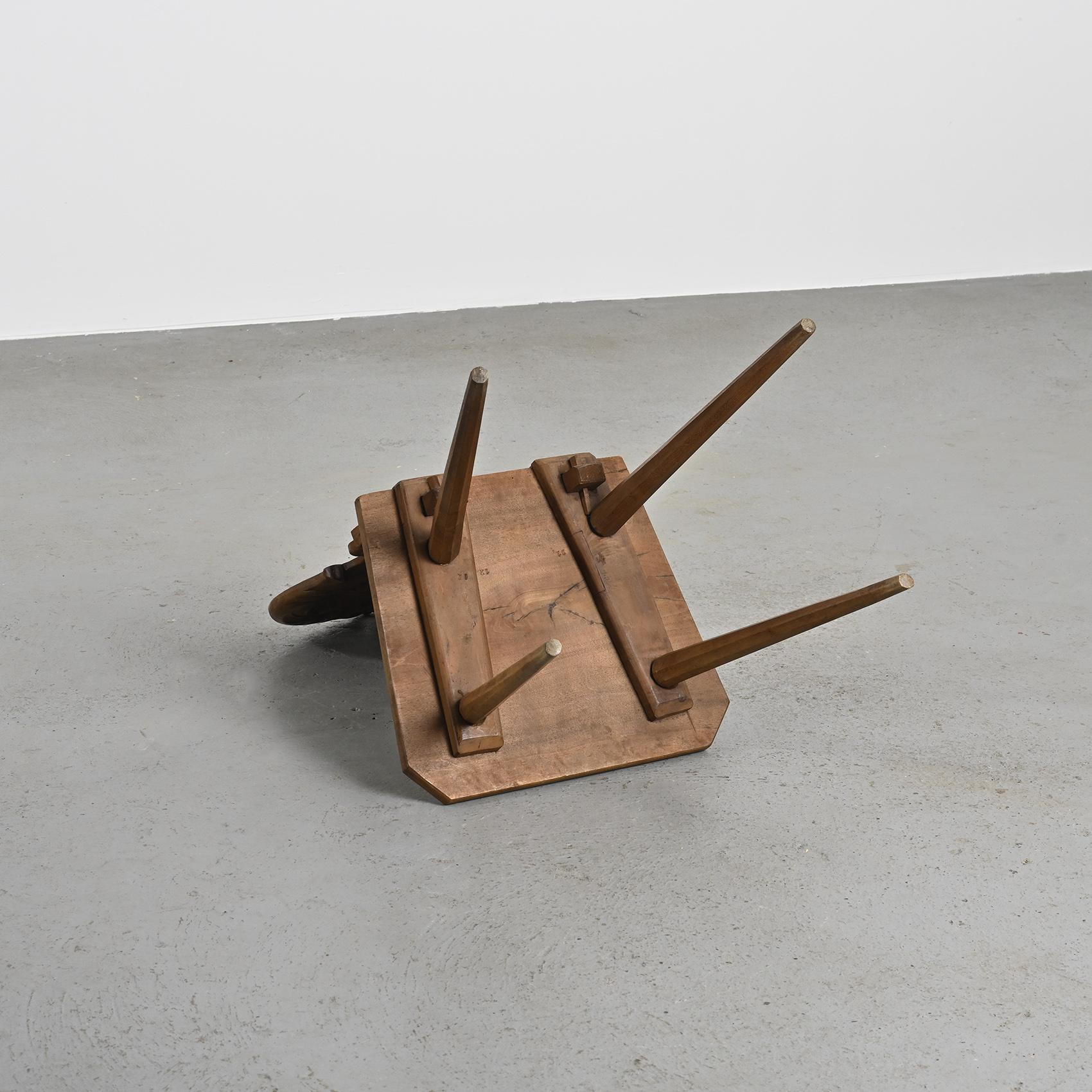 Carved Solid Wood Escabelle, Alps, 20th Century For Sale 7