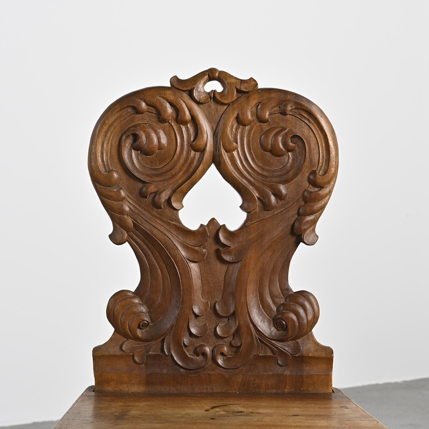 Mid-Century Modern Carved Solid Wood Escabelle, Alps, 20th Century For Sale