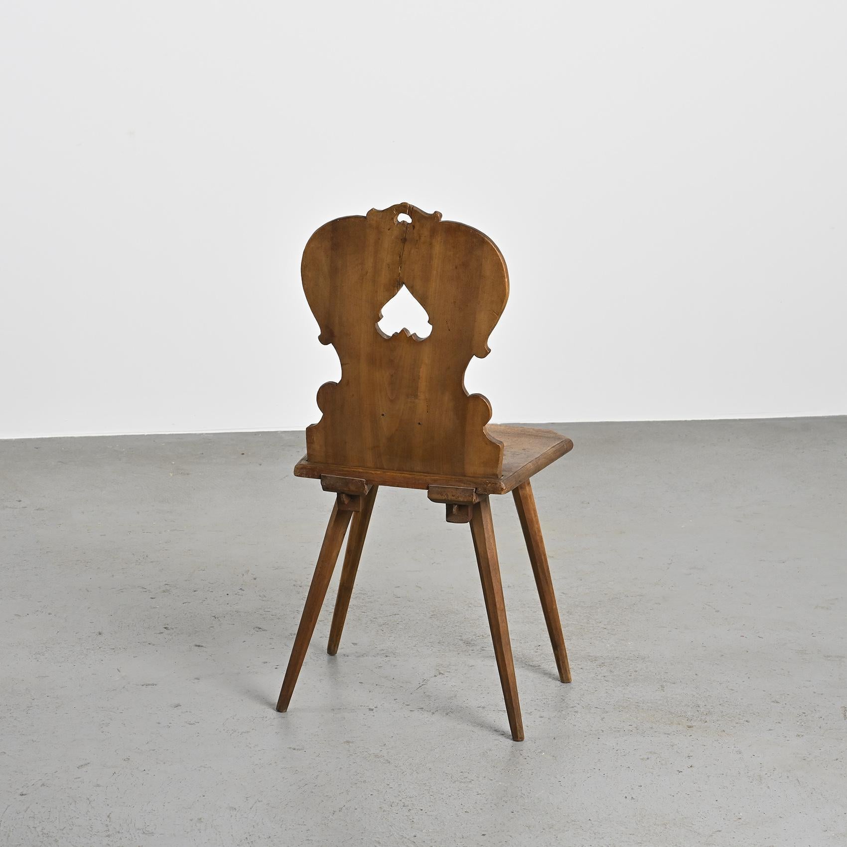 Carved Solid Wood Escabelle, Alps, 20th Century For Sale 4