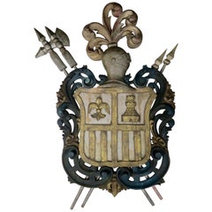 Carved Spanish Coat of Arms, circa 1930s