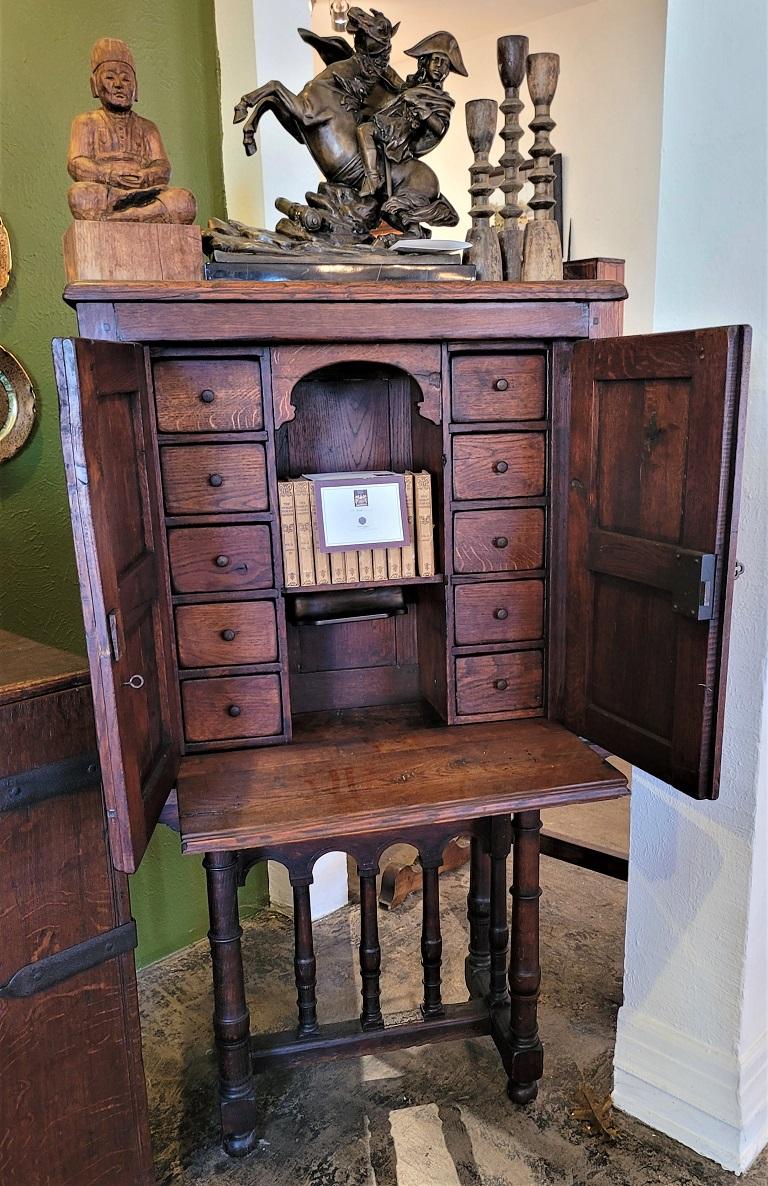 Carved Spanish Oak Writing Cabinet, Estate of Vincente Blasco Ibanez For Sale 10