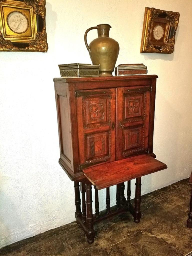 Renaissance Carved Spanish Oak Writing Cabinet, Estate of Vincente Blasco Ibanez For Sale