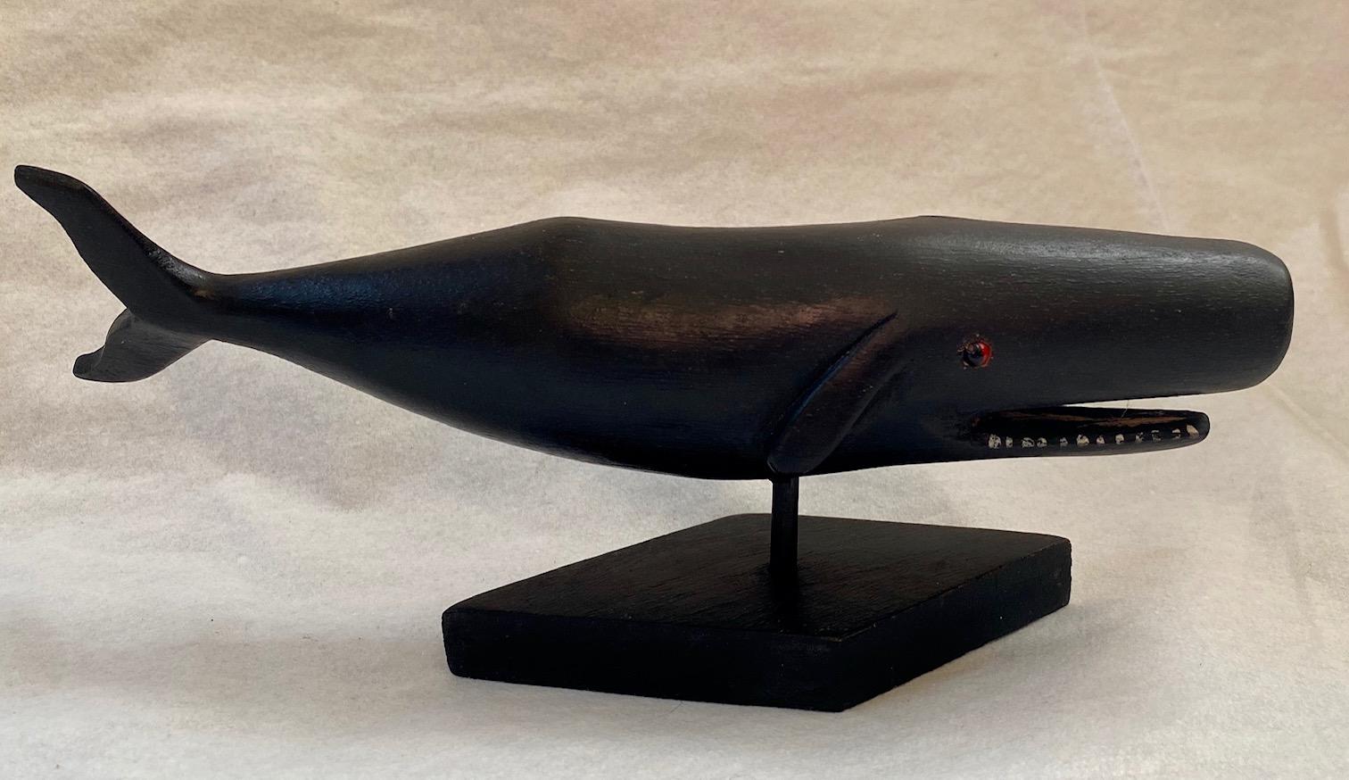 Painted Carved Sperm Whale by William Shepard, circa 1950s