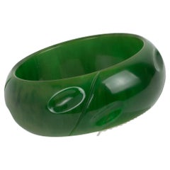 Carved Spinach Swirl Bakelite Bracelet Bangle