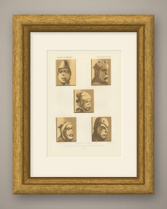Carved Stall Heads, Vitteaux, Antique Chromolithograph, 1851