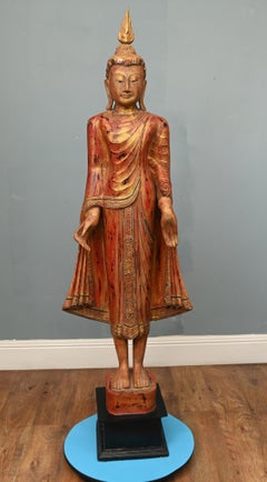Carved Standing Burmese Buddha Statue Buddhist Art Mandalay