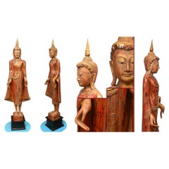 Carved Standing Burmese Buddha Statue Buddhist Art Mandalay