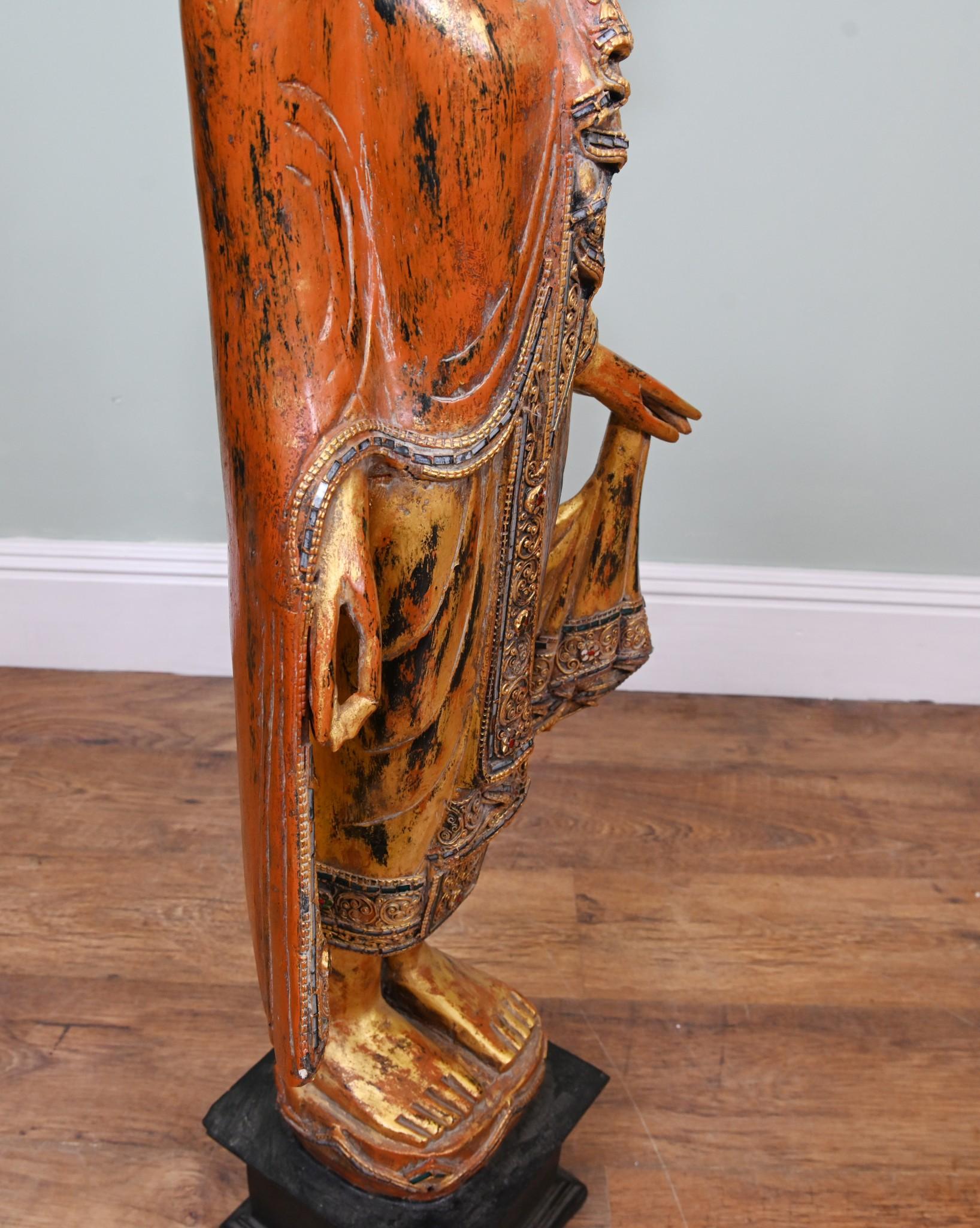 Carved Standing Thai Buddha Statue Buddhist Art For Sale 5