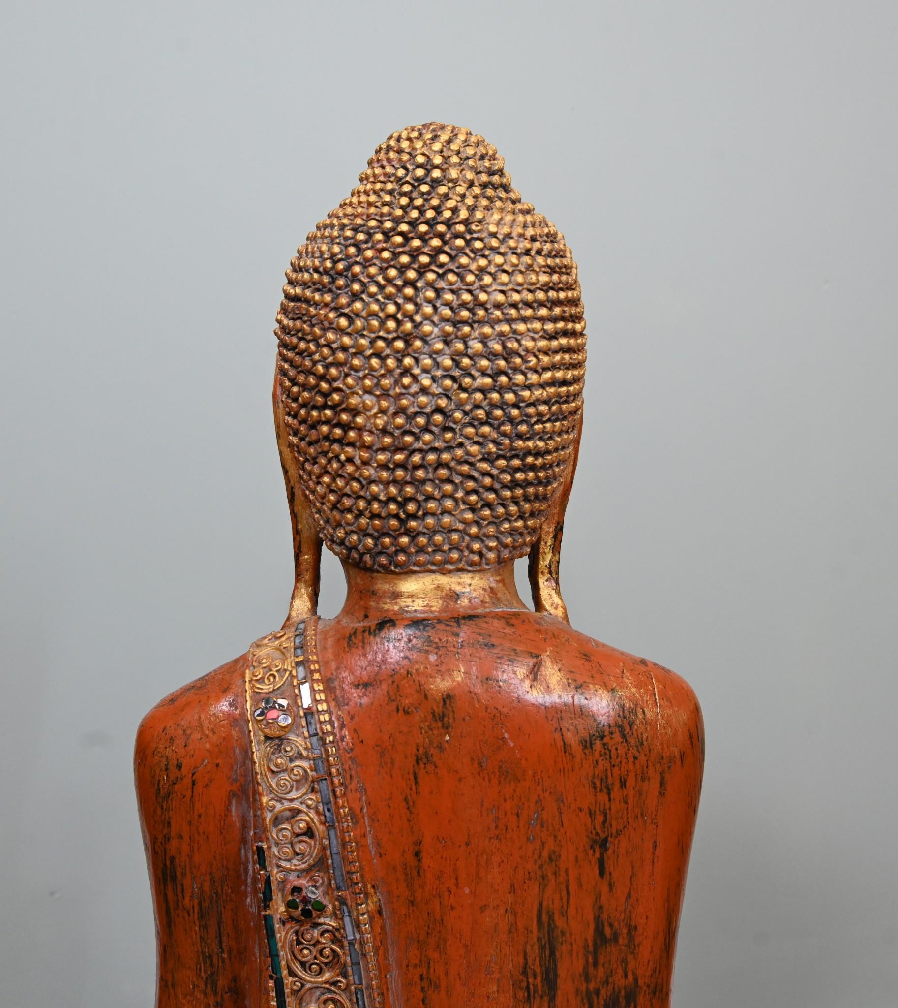 Carved Standing Thai Buddha Statue Buddhist Art For Sale 6