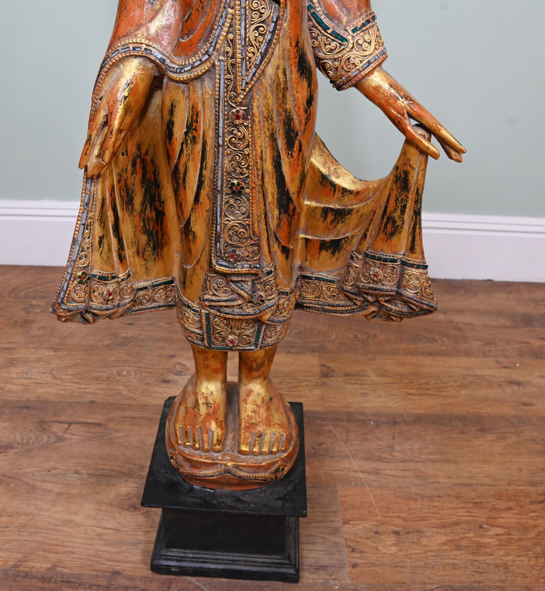 Carved Standing Thai Buddha Statue Buddhist Art For Sale 3
