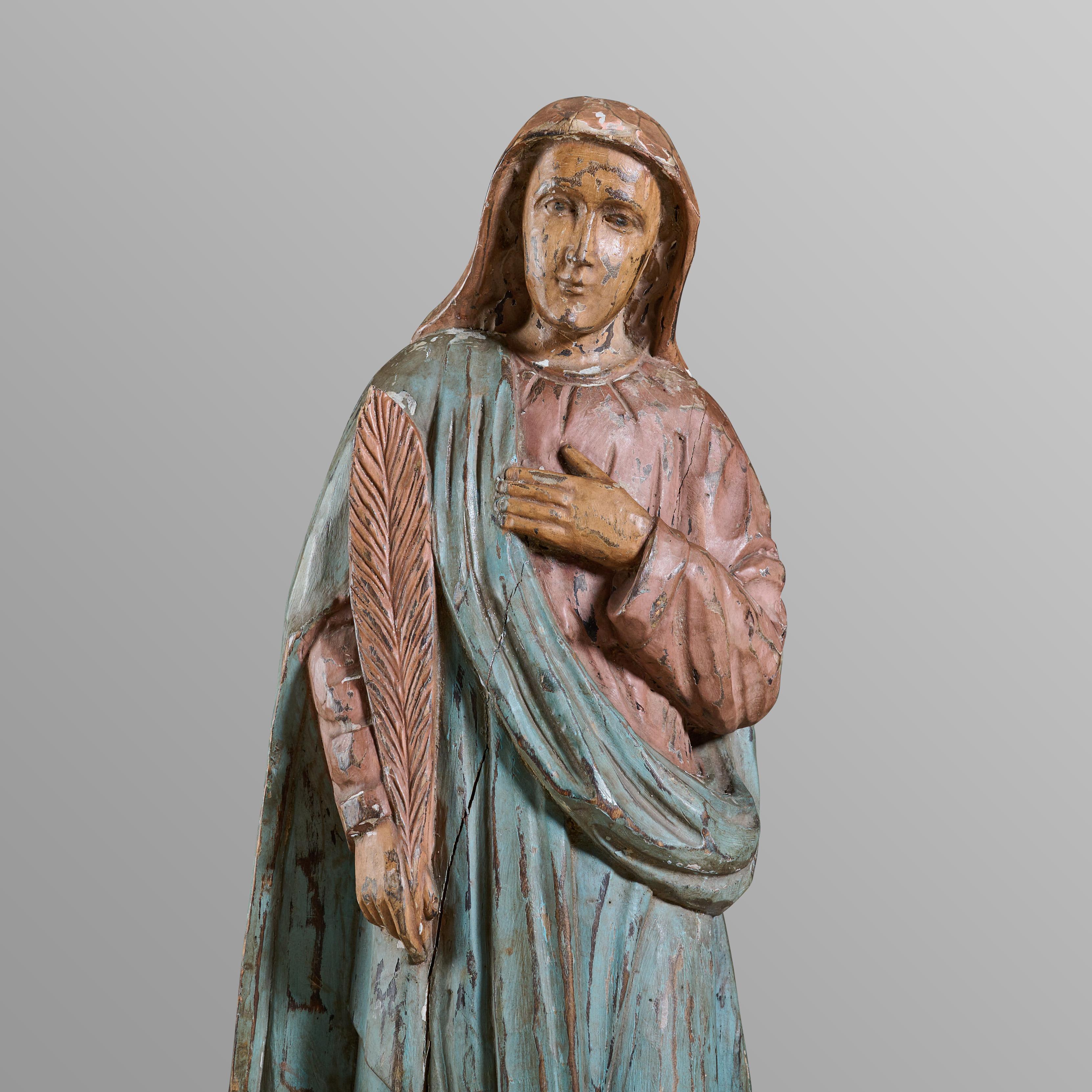 Carved Statue of a Saint In Good Condition In Round Top, TX