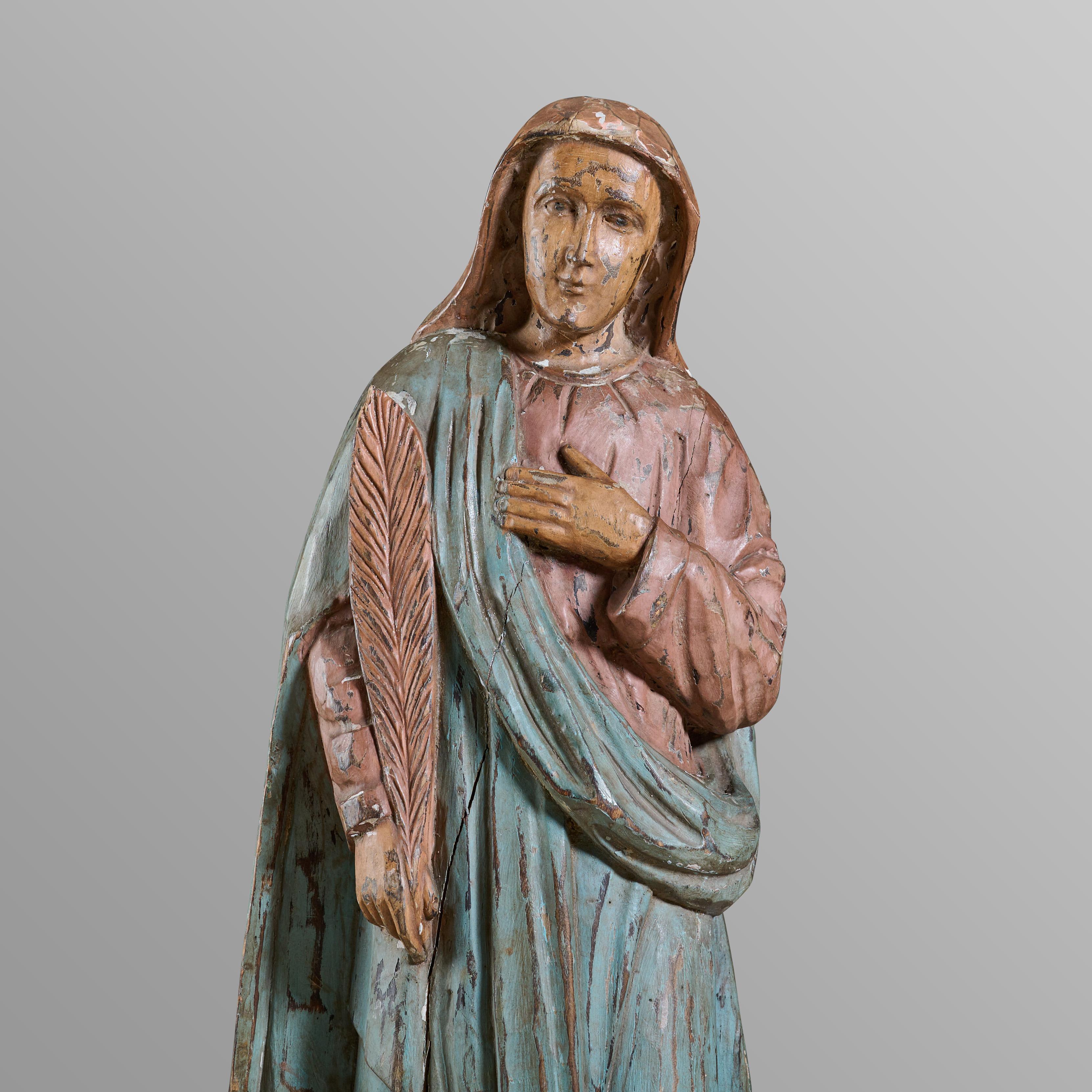 Carved Statue of a Saint In Good Condition For Sale In Round Top, TX