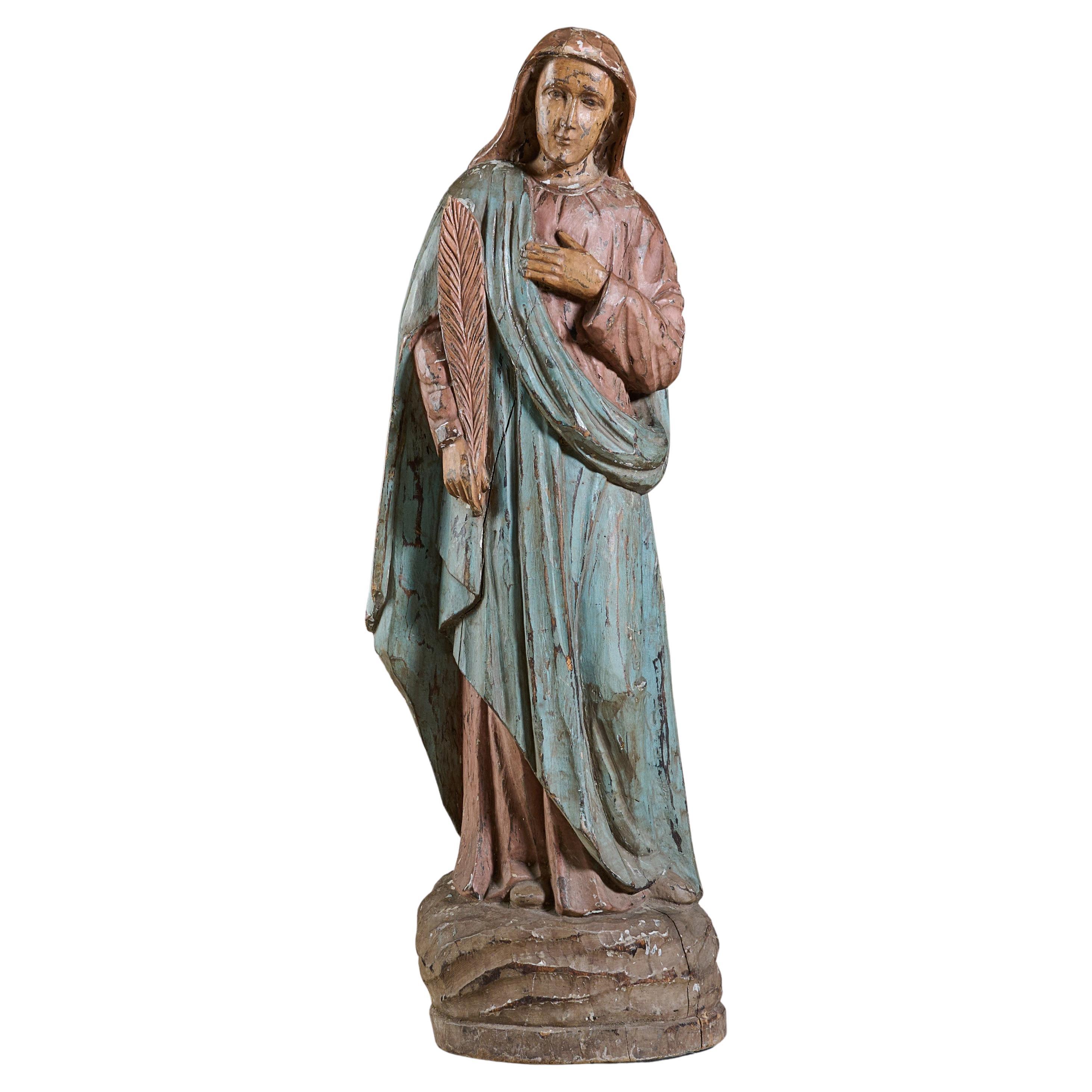 Carved Statue of a Saint For Sale