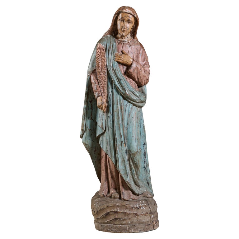 Carved Statue of a Saint For Sale at 1stDibs