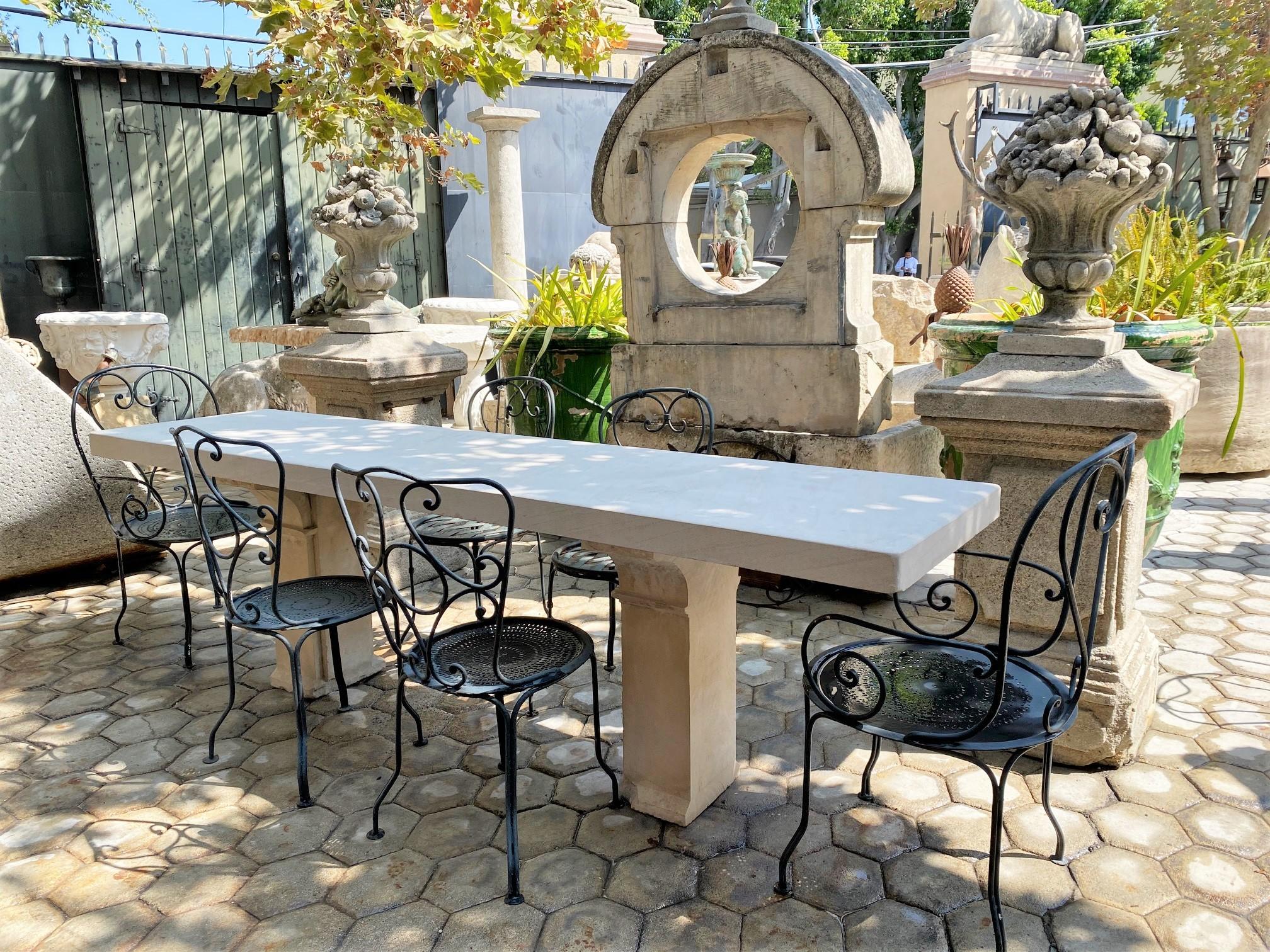 Carved Stone Antique Garden Outdoor Indoor Dining Table Console Farm Los Angeles 5