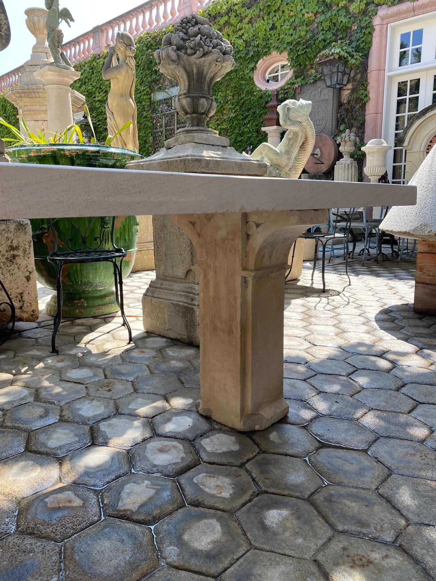 Carved Stone Antique Garden Outdoor Indoor Dining Table Console Farm Los Angeles 8