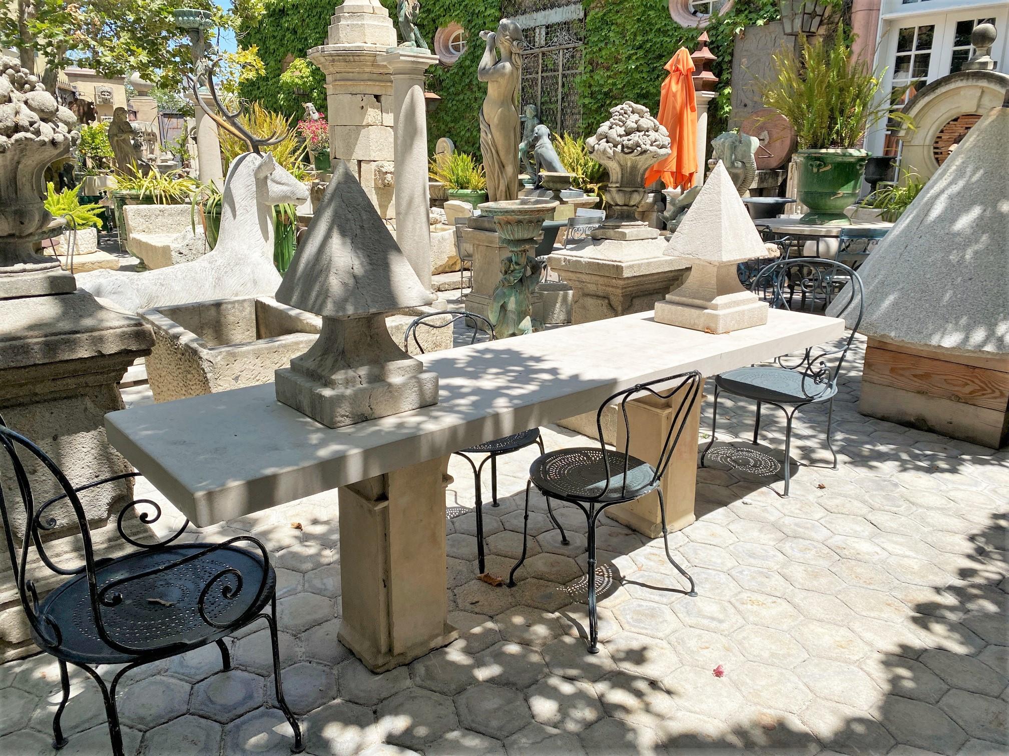 Carved Stone Antique Garden Outdoor Indoor Dining Table Console Farm Los Angeles 9