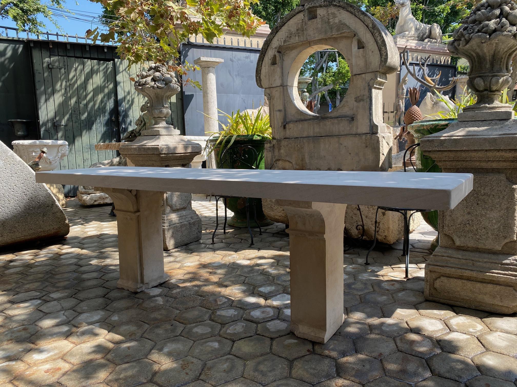 Carved Stone Antique Garden Outdoor Indoor Dining Table Console Farm Los Angeles 1