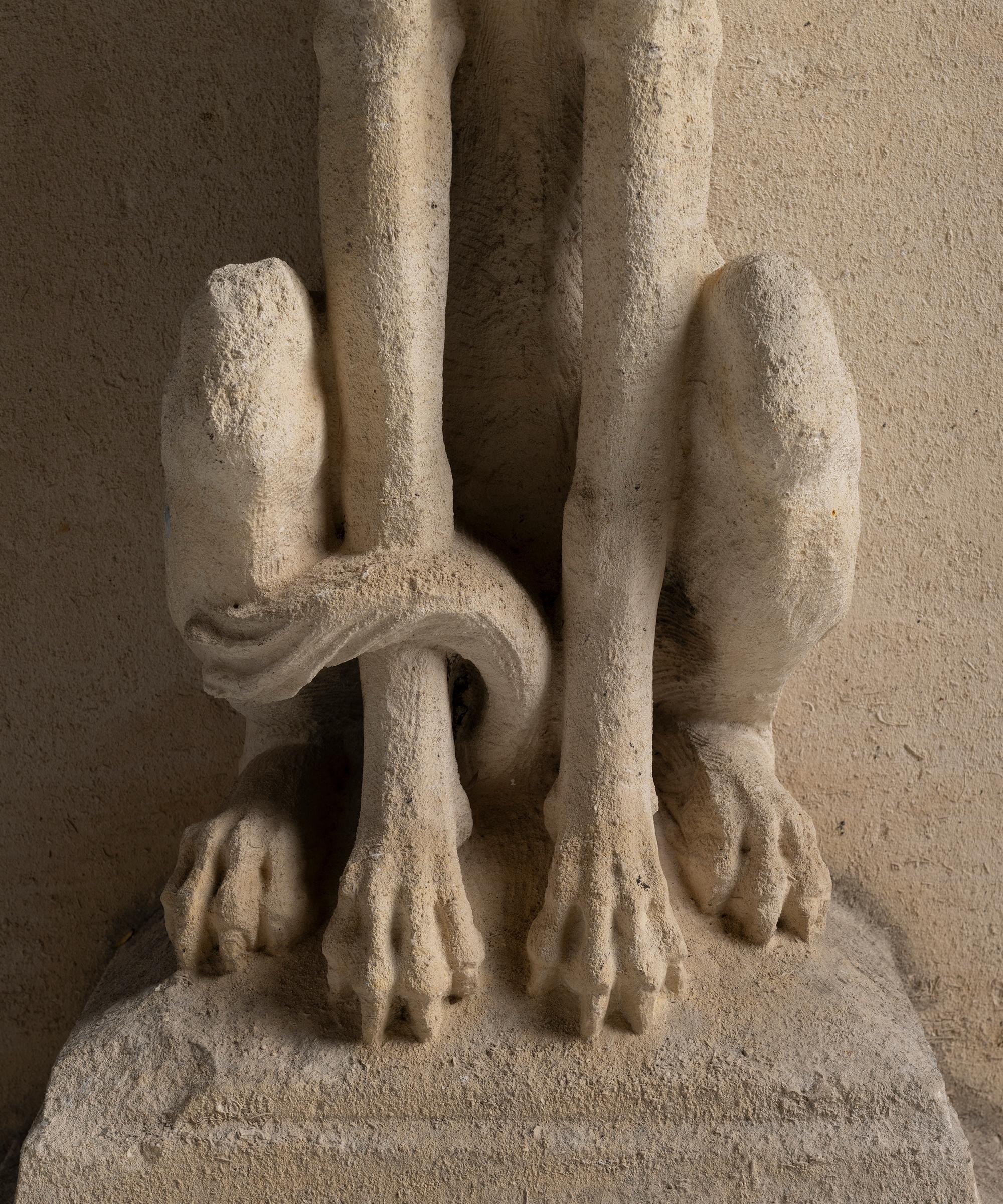 Early 20th Century Carved Stone Architectural Whippet Statues, England 1900 For Sale