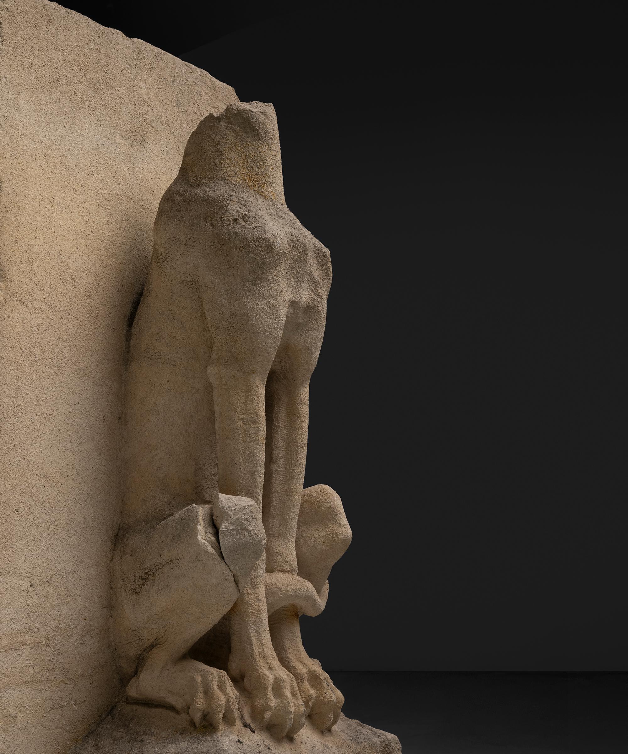 Carved Stone Architectural Whippet Statues, England 1900 For Sale 1